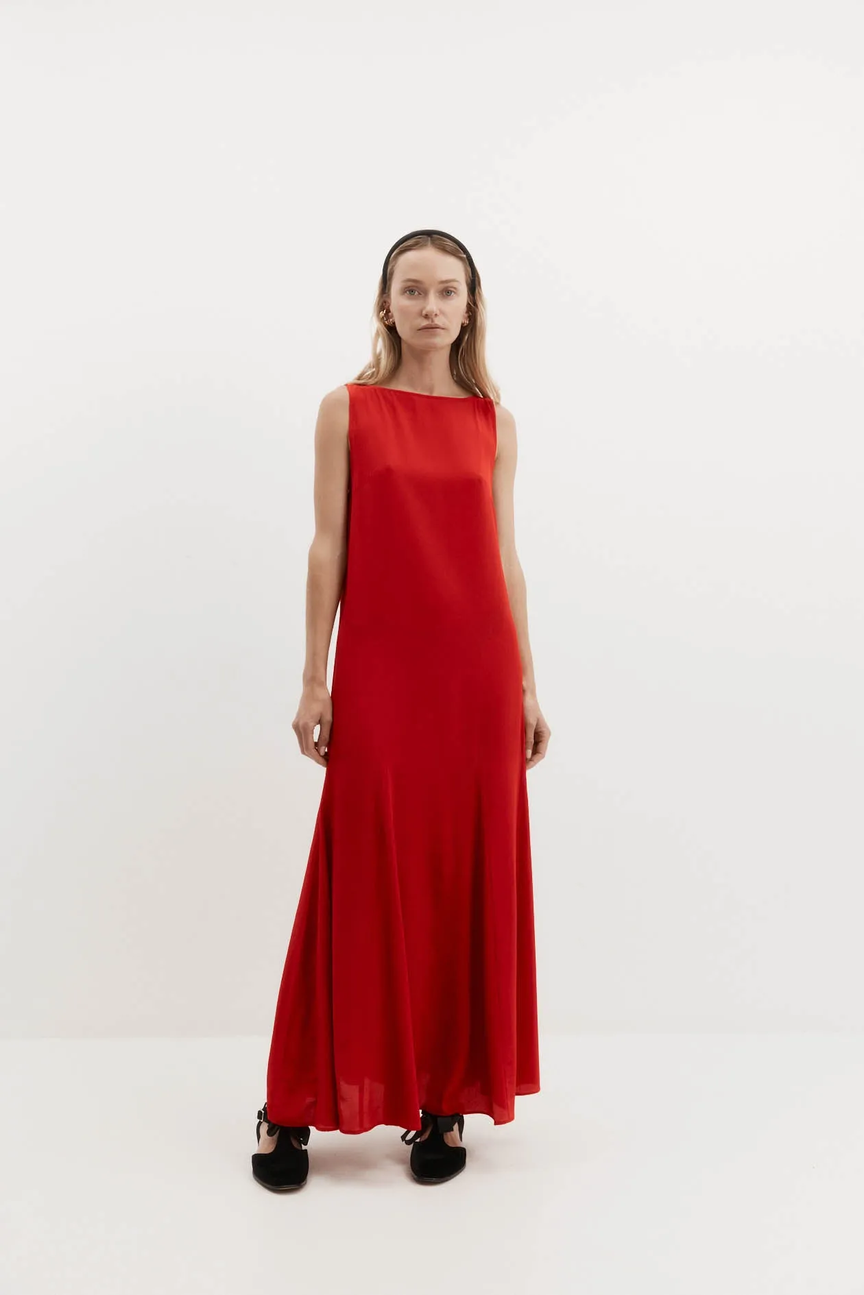 Godet Dress in Silk Crepe de Chine sold by Harris Tapper product image thumbnail 3