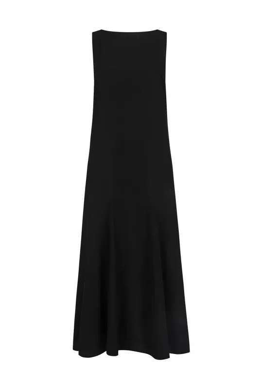 Godet Dress in Silk Crepe de Chine made by Harris Tapper
