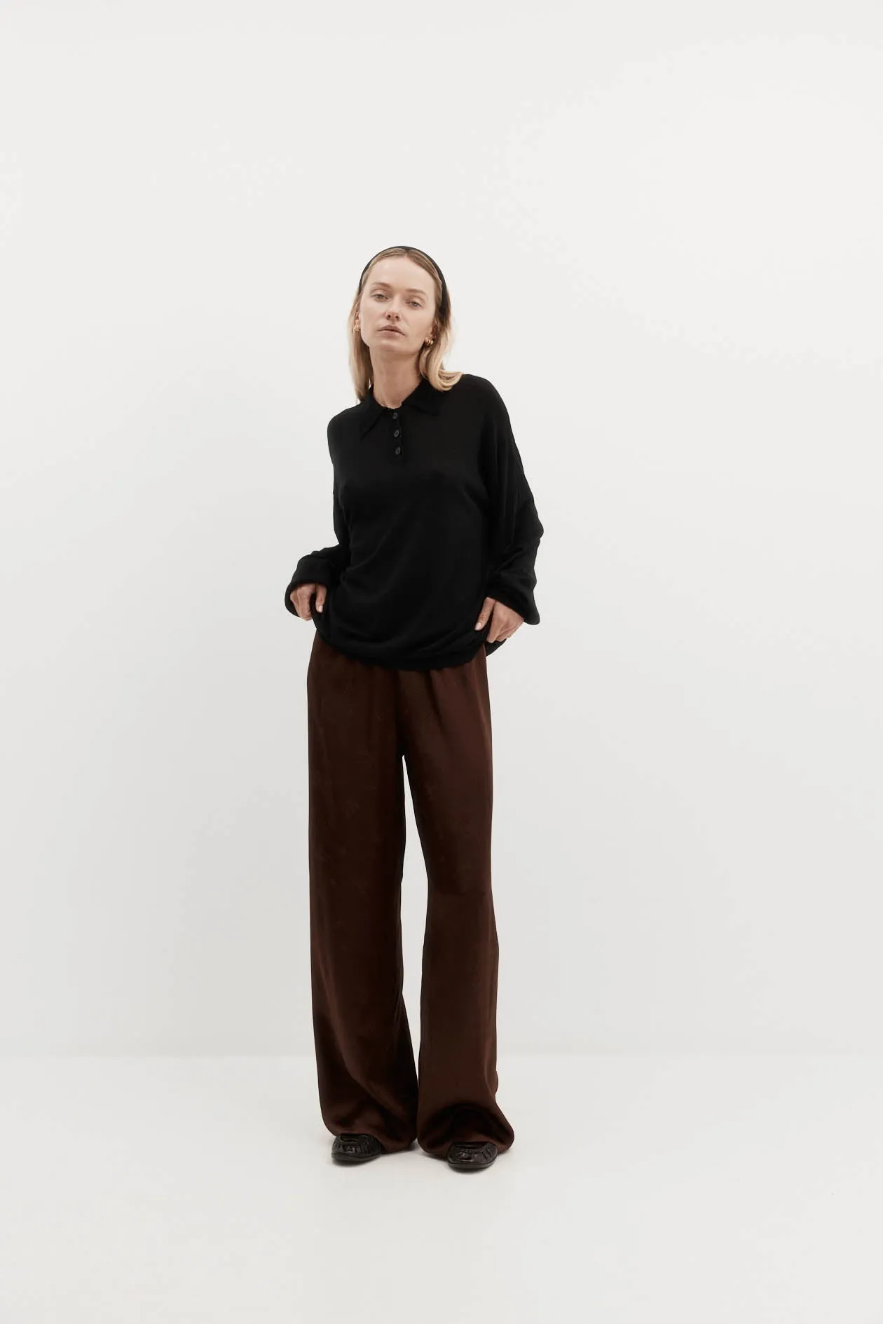 Long Sleeve Orwell Polo in Silk Wool sold by Harris Tapper product image thumbnail 3