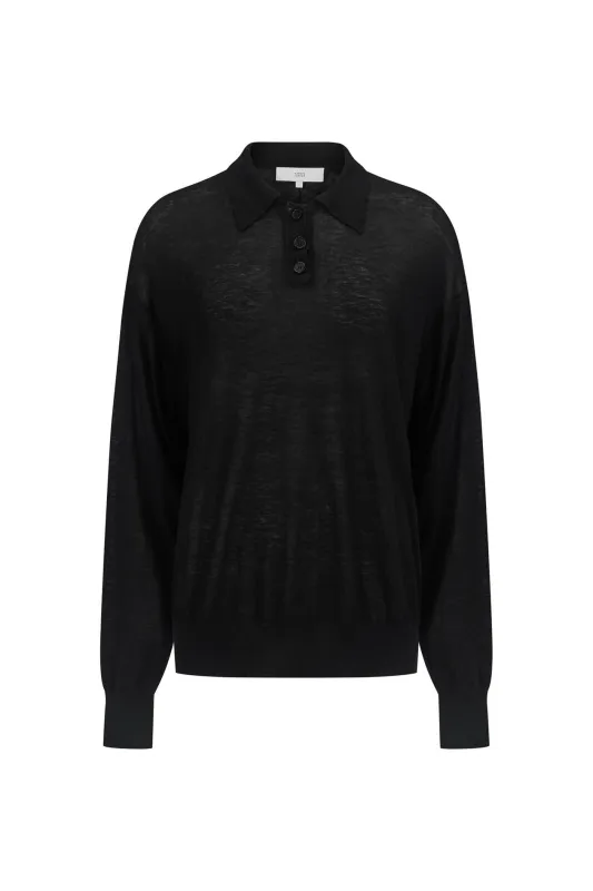 Long Sleeve Orwell Polo in Silk Wool made by Harris Tapper