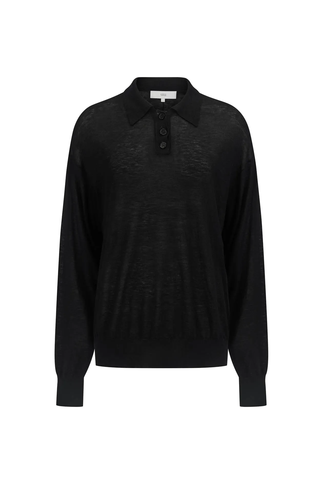 Long Sleeve Orwell Polo in Silk Wool sold by Harris Tapper
