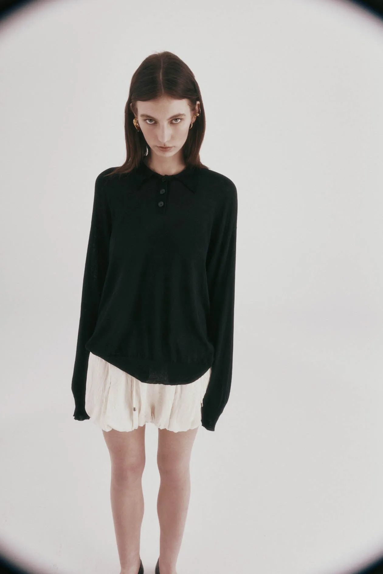 Long Sleeve Orwell Polo in Silk Wool sold by Harris Tapper product image thumbnail 2