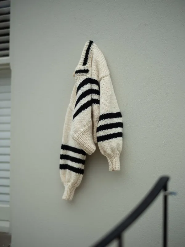 SARAH CREAM & BLACK STRIPE (PRE ORDER) sold by Frisson Knits