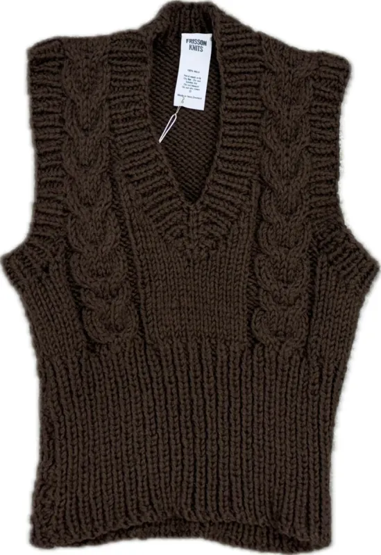 MIA VEST CHOCOLATE sold by Frisson Knits