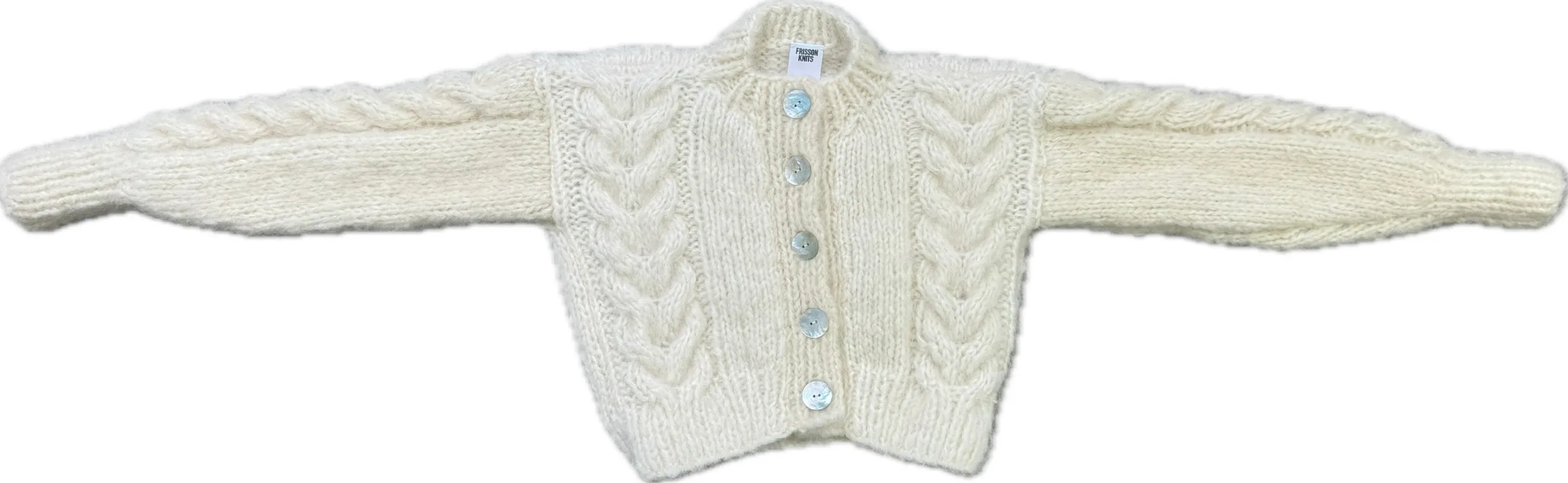 XS FRANCESCA CARDIGAN CREAM sold by Frisson Knits