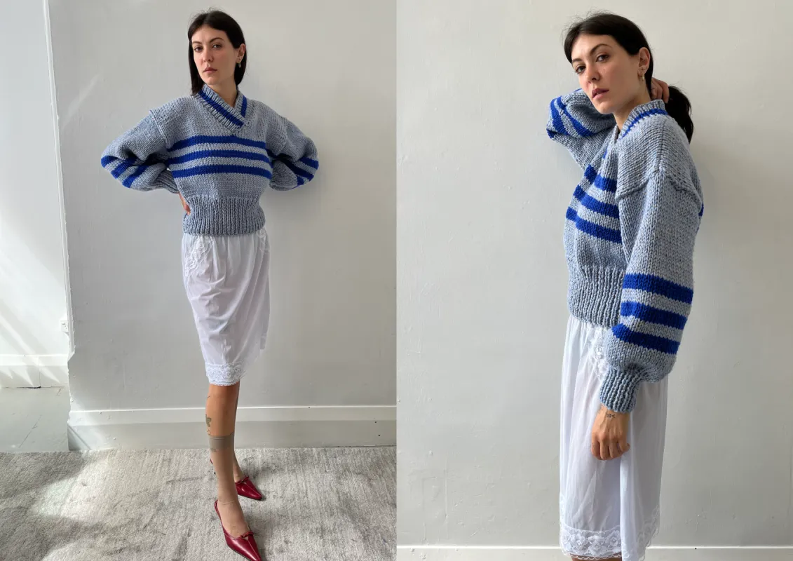 SARAH SWEATER BLUE made by Frisson Knits