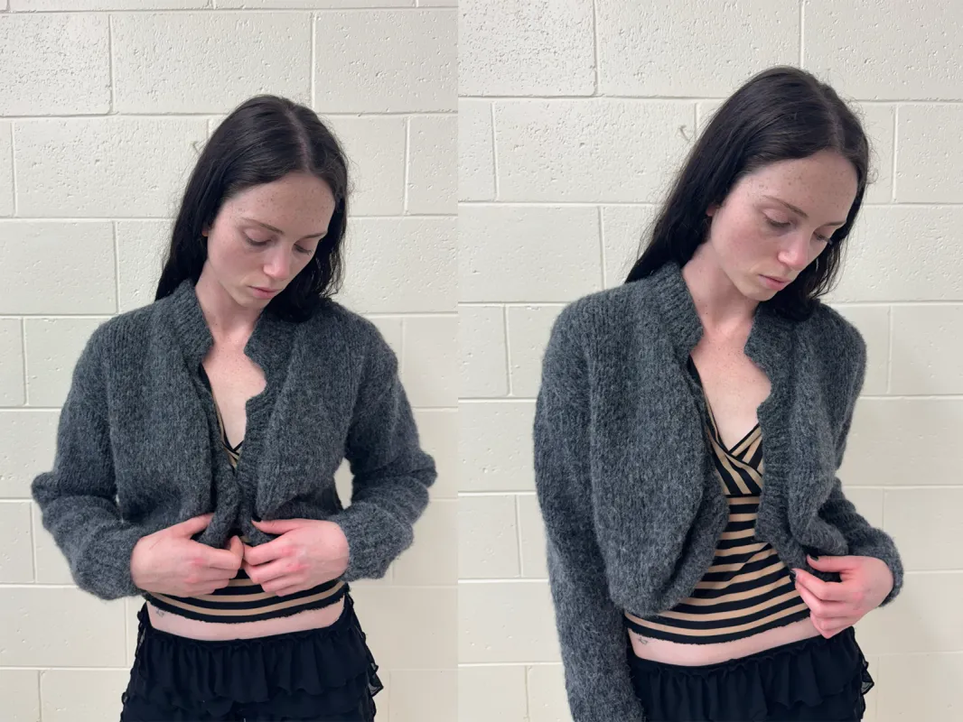 MINNIE CARDIGAN DARK GREY sold by Frisson Knits