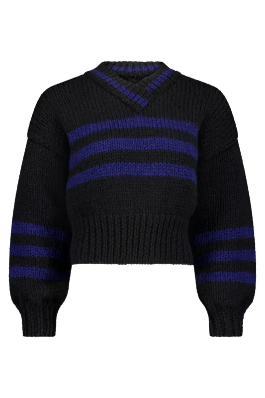 SARAH SWEATER BLACK & NAVY sold by Frisson Knits