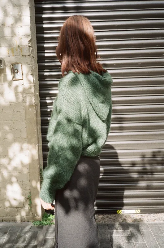 NINA HOODIE BOTTLE GREEN sold by Frisson Knits