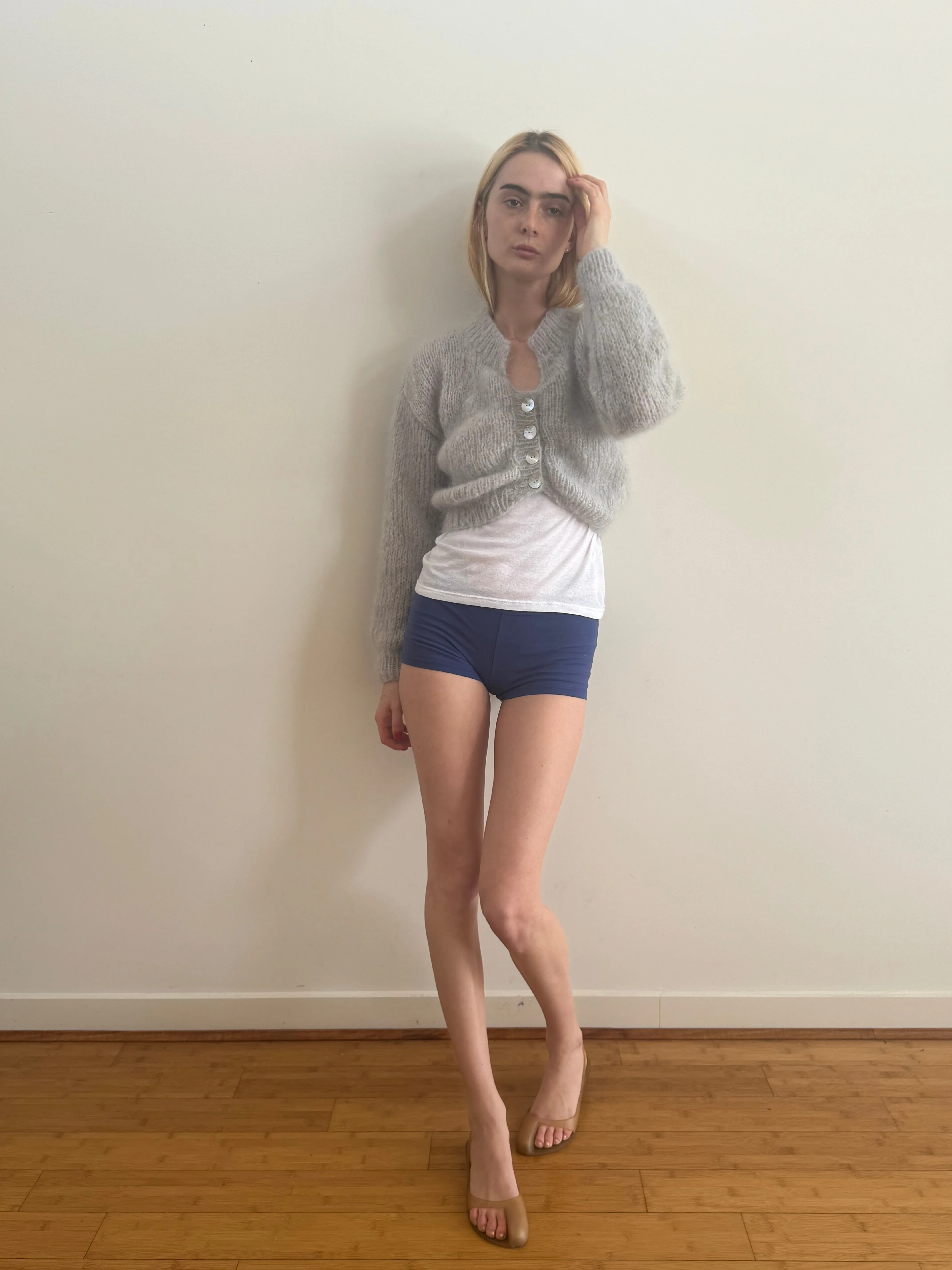 MINNIE MOHAIR CARDIGAN SILVER sold by Frisson Knits product image thumbnail 2