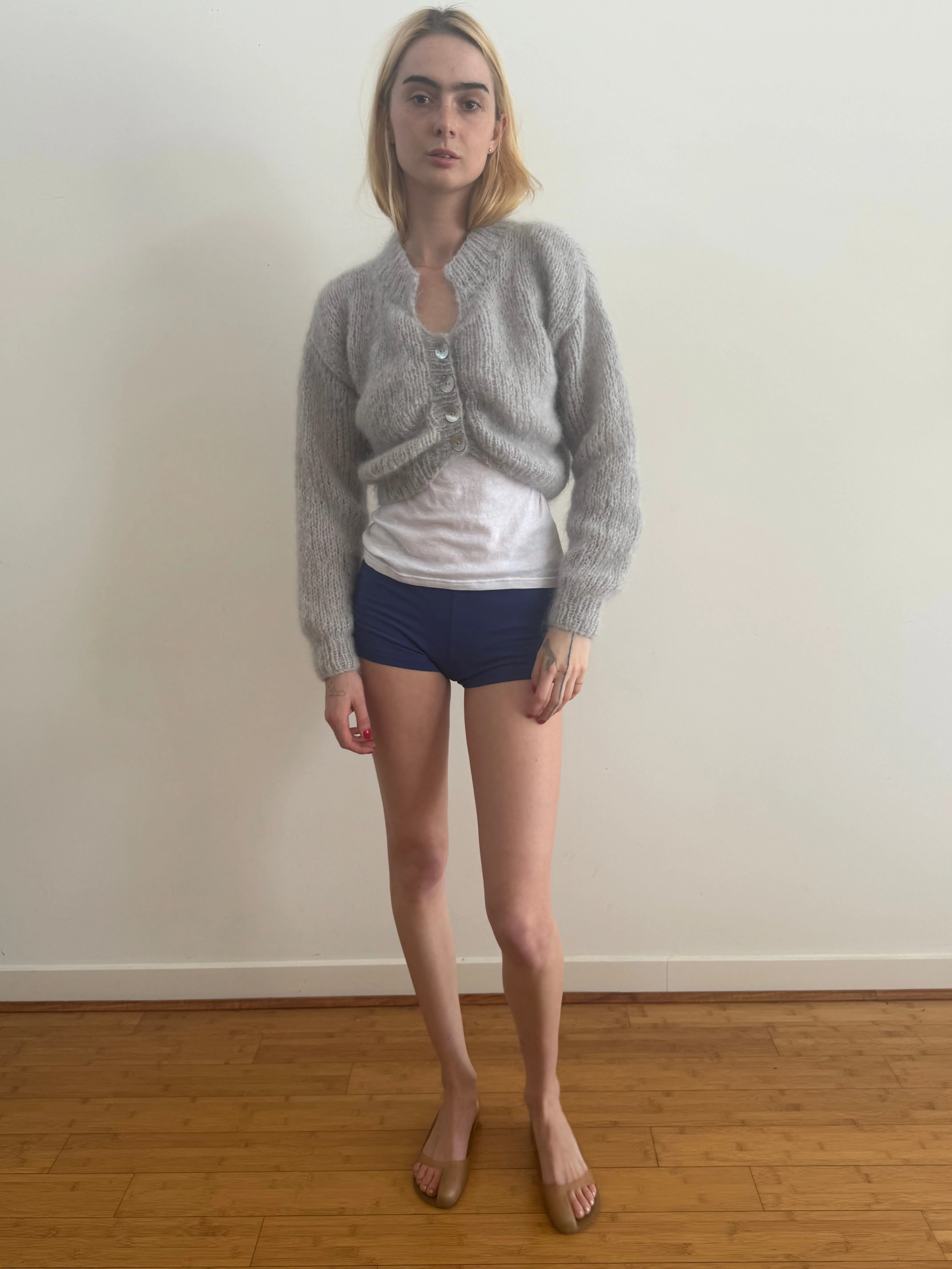 MINNIE MOHAIR CARDIGAN SILVER sold by Frisson Knits product image thumbnail 5