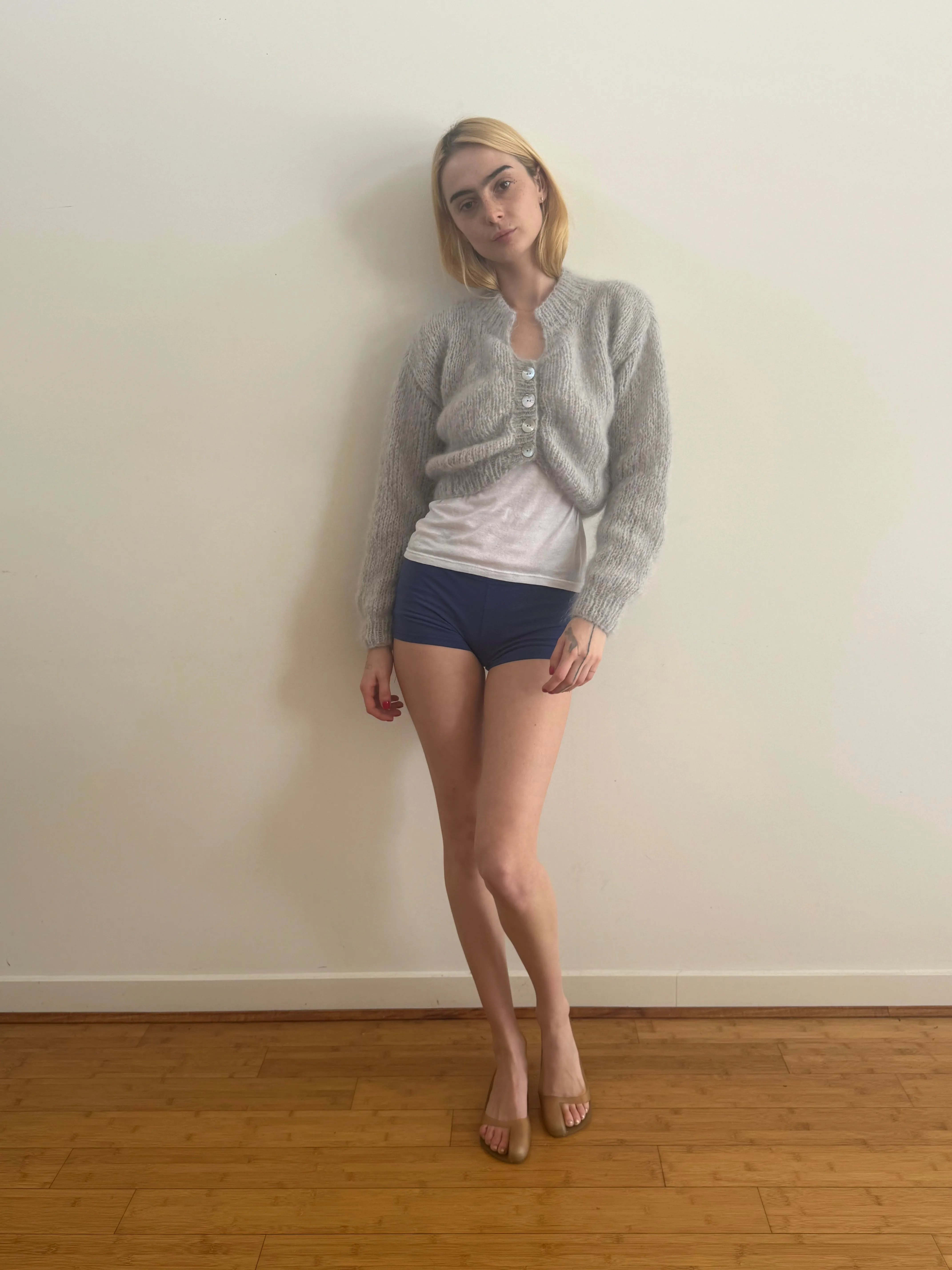 MINNIE MOHAIR CARDIGAN SILVER sold by Frisson Knits product image thumbnail 4