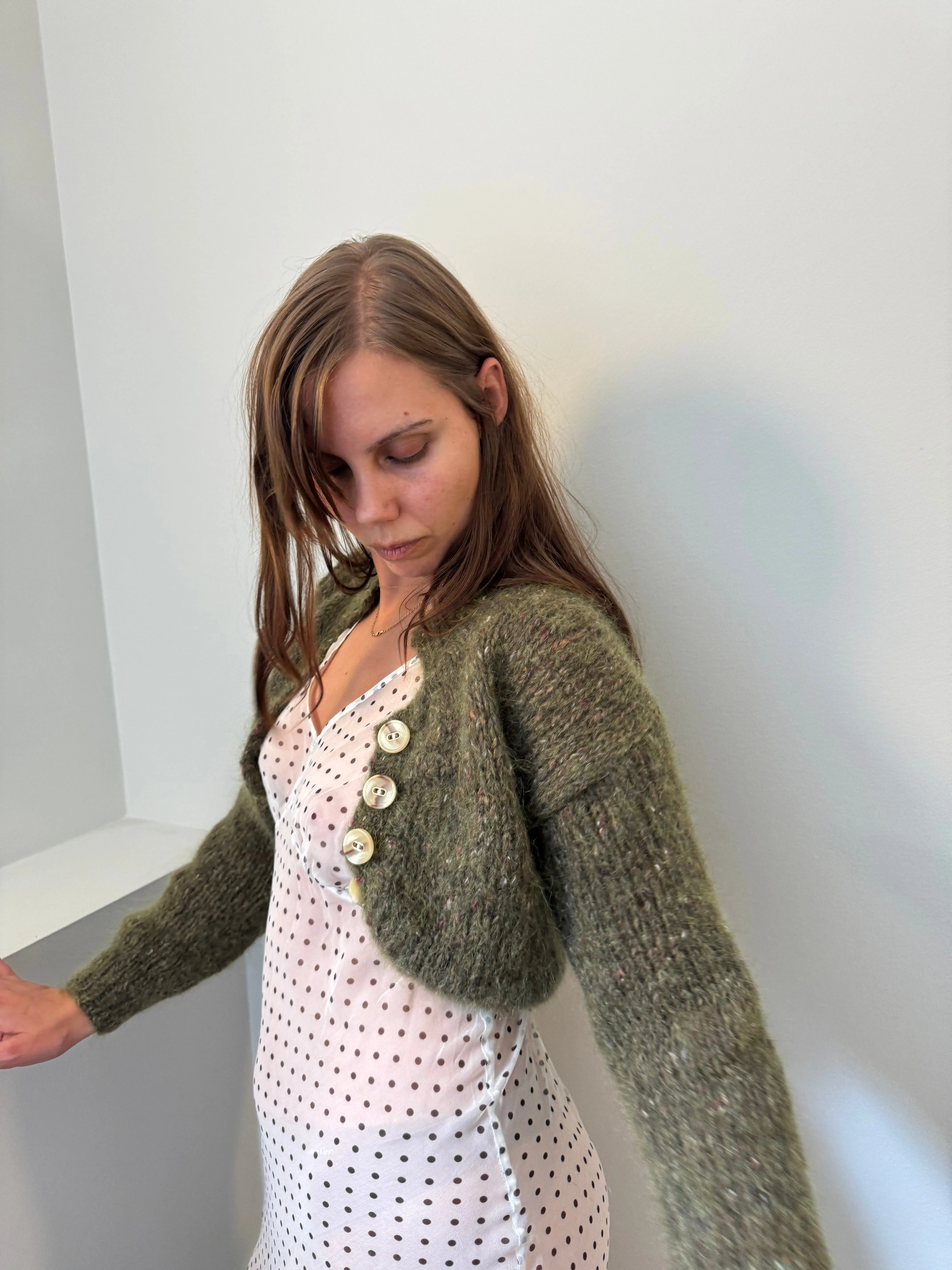 MINNIE CARDIGAN SPEAKLE TAUPE sold by Frisson Knits product image thumbnail 3