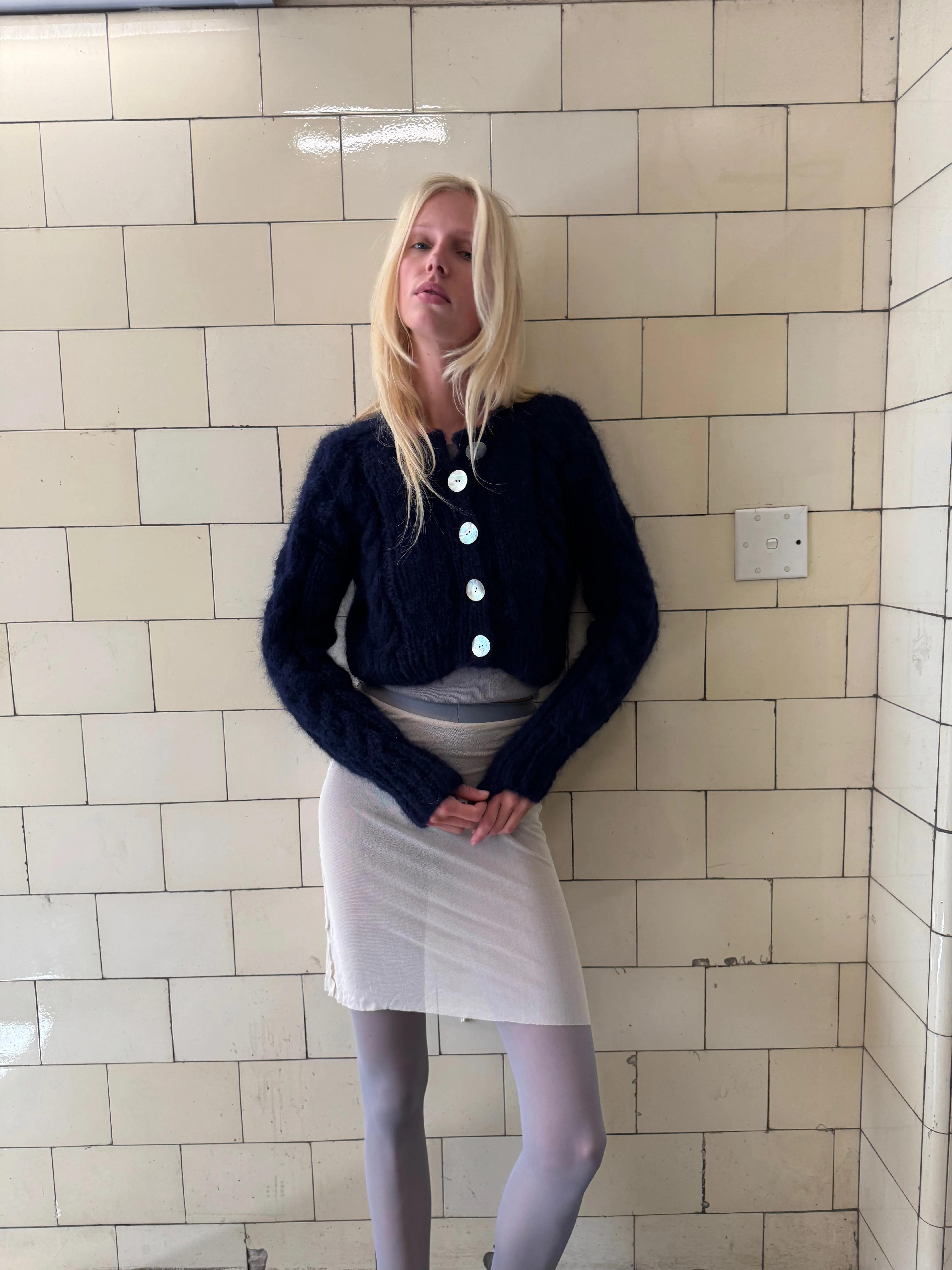 FRANCESCA CARDIGAN NAVY sold by Frisson Knits product image thumbnail 2
