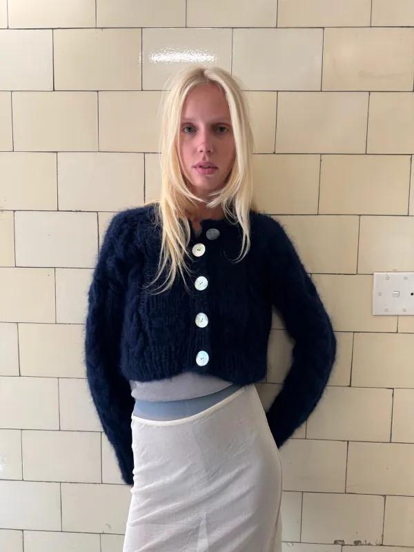 FRANCESCA CARDIGAN NAVY made by Frisson Knits