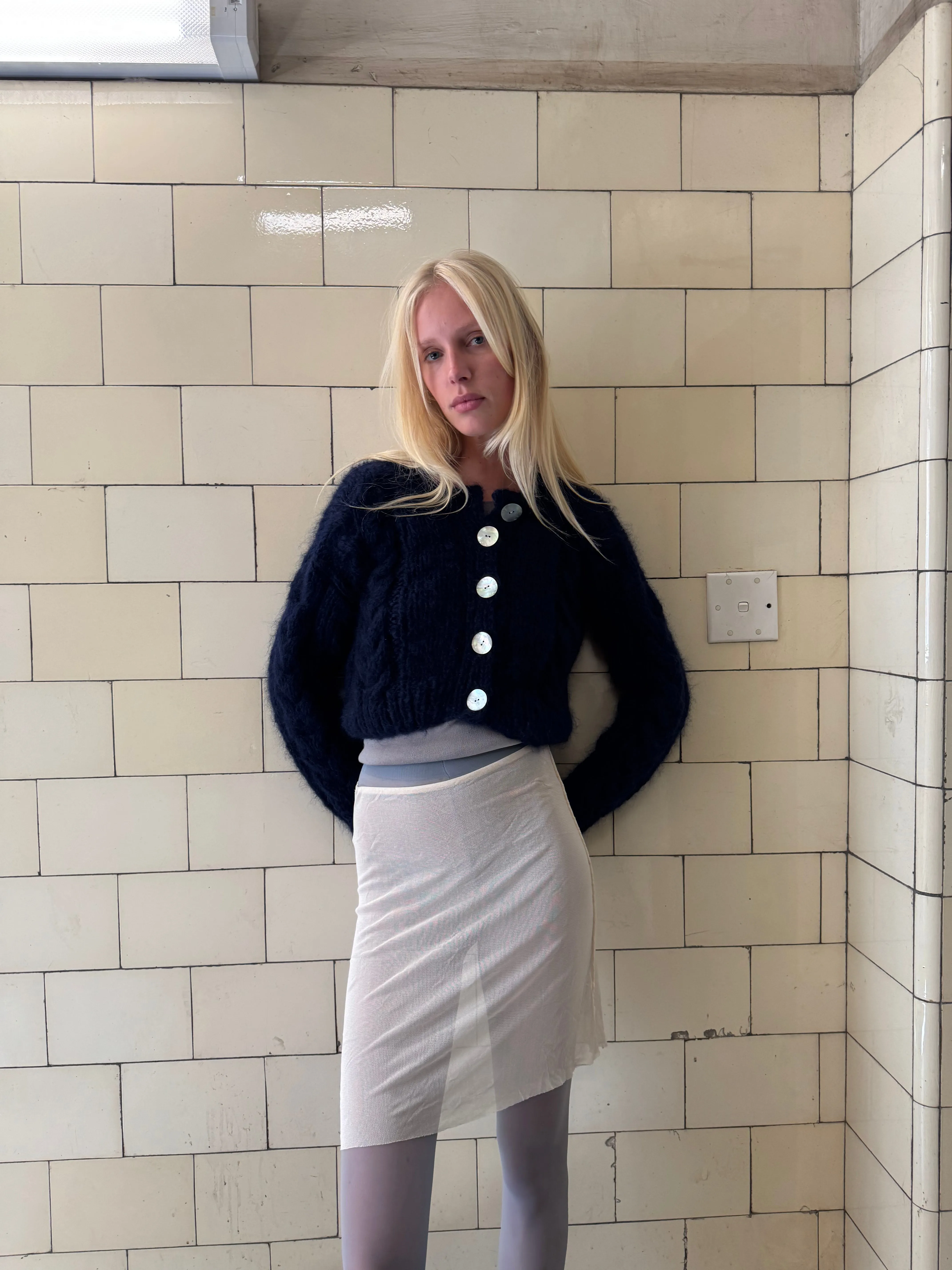 FRANCESCA CARDIGAN NAVY sold by Frisson Knits product image thumbnail 4
