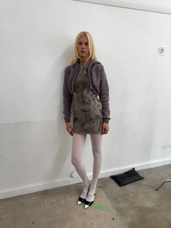 HOODED CARDIGAN LIGHT MAUVE made by Frisson Knits
