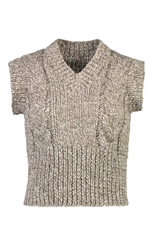 MIA VEST MOCHA made by Frisson Knits