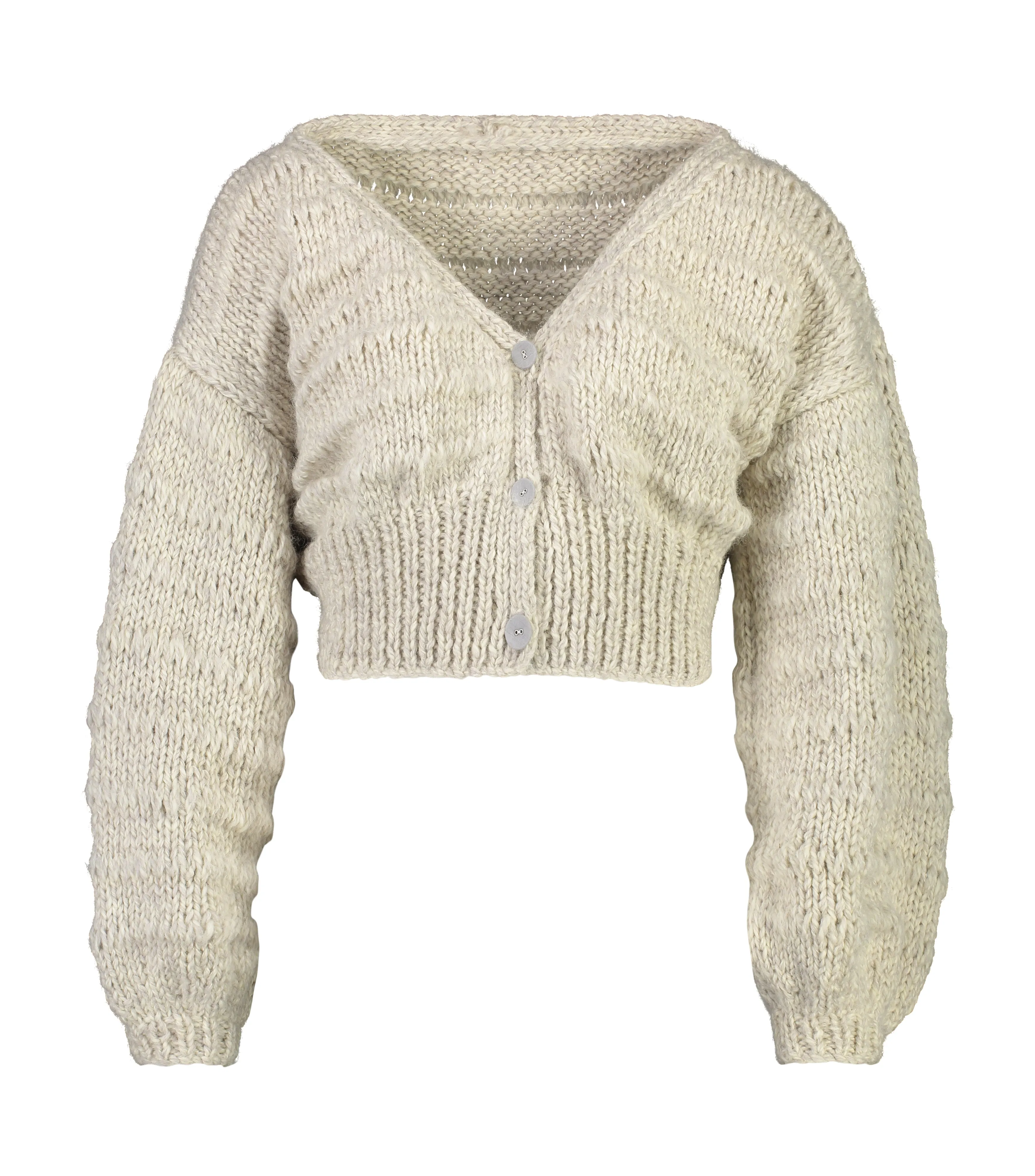 THREE BUTTON CARDIGAN OAT sold by Frisson Knits