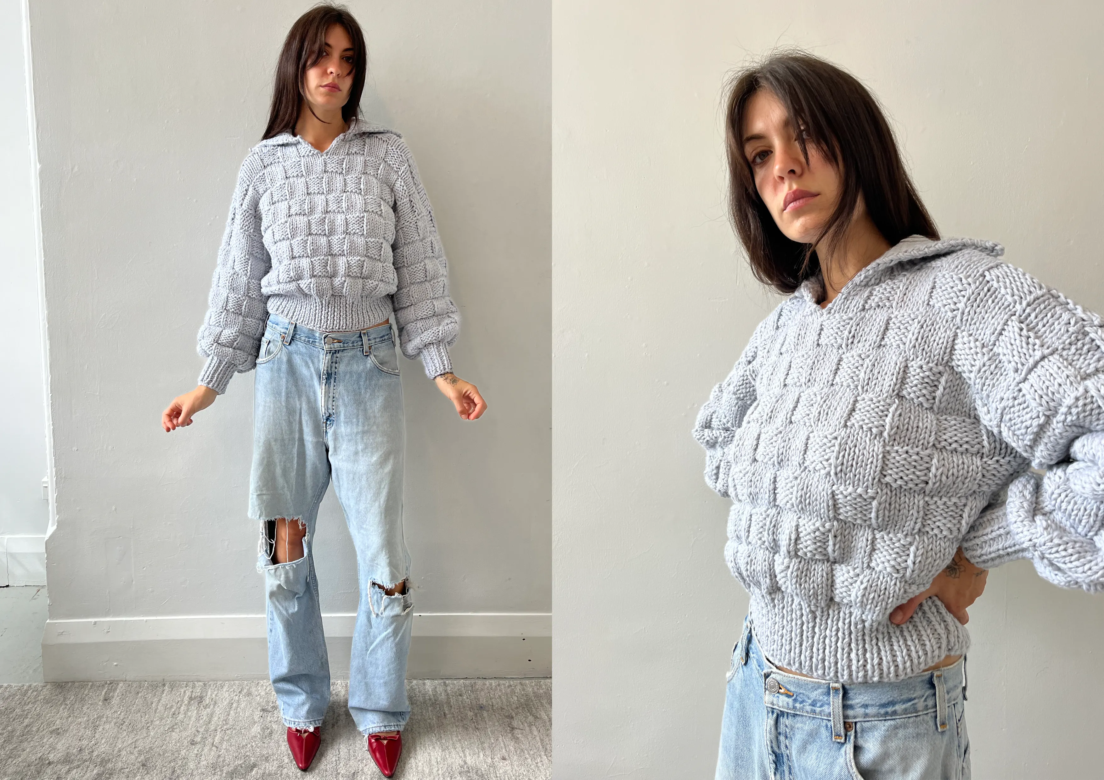 ZIGGY SWEATER POWDER BLUE sold by Frisson Knits