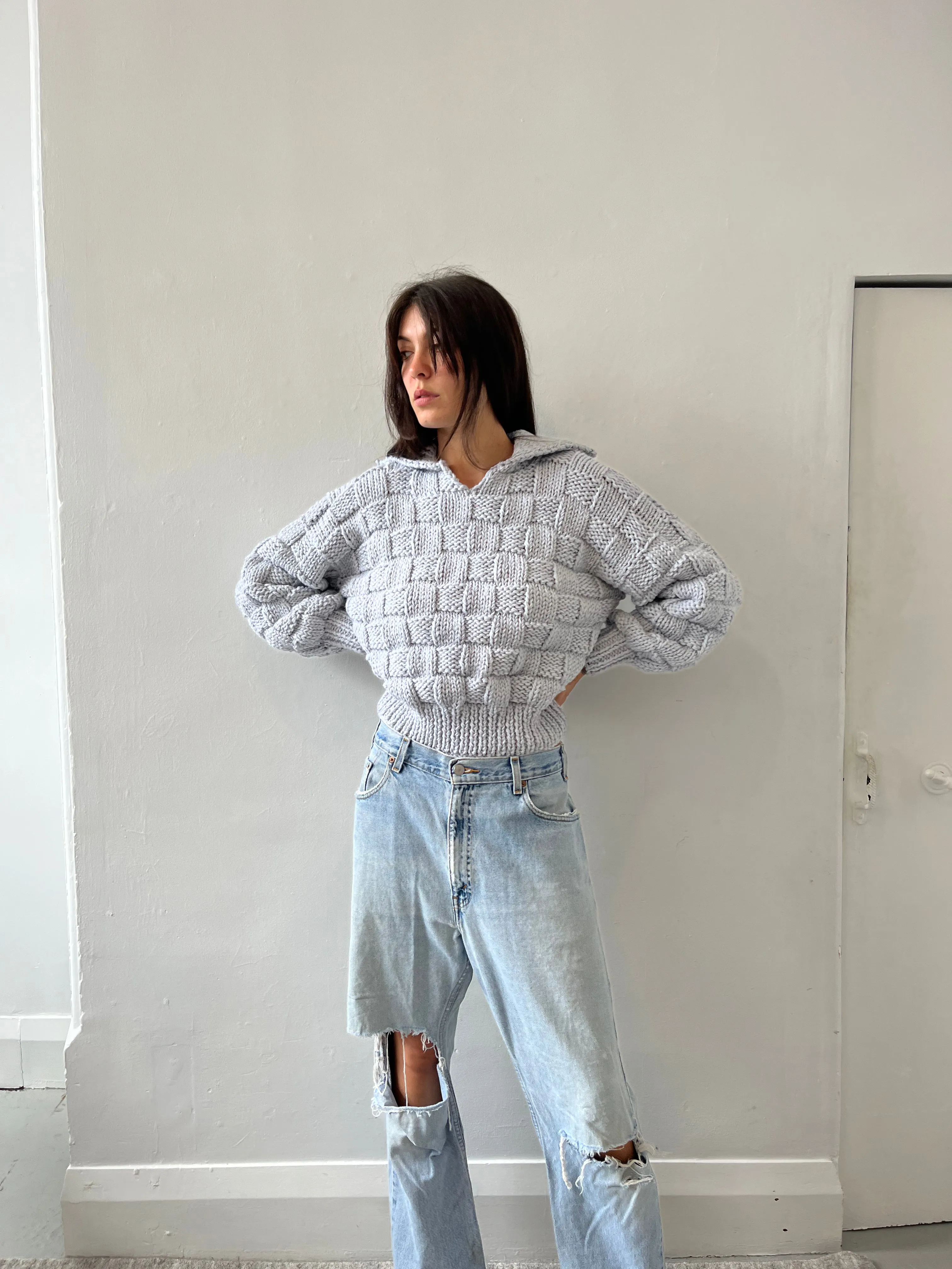 ZIGGY SWEATER POWDER BLUE sold by Frisson Knits product image thumbnail 3
