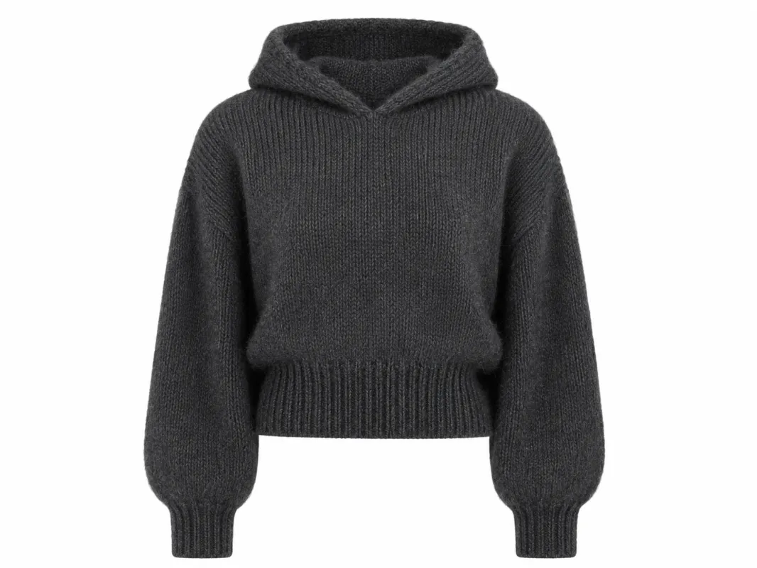 NINA HOODIE CHARCOAL made by Frisson Knits