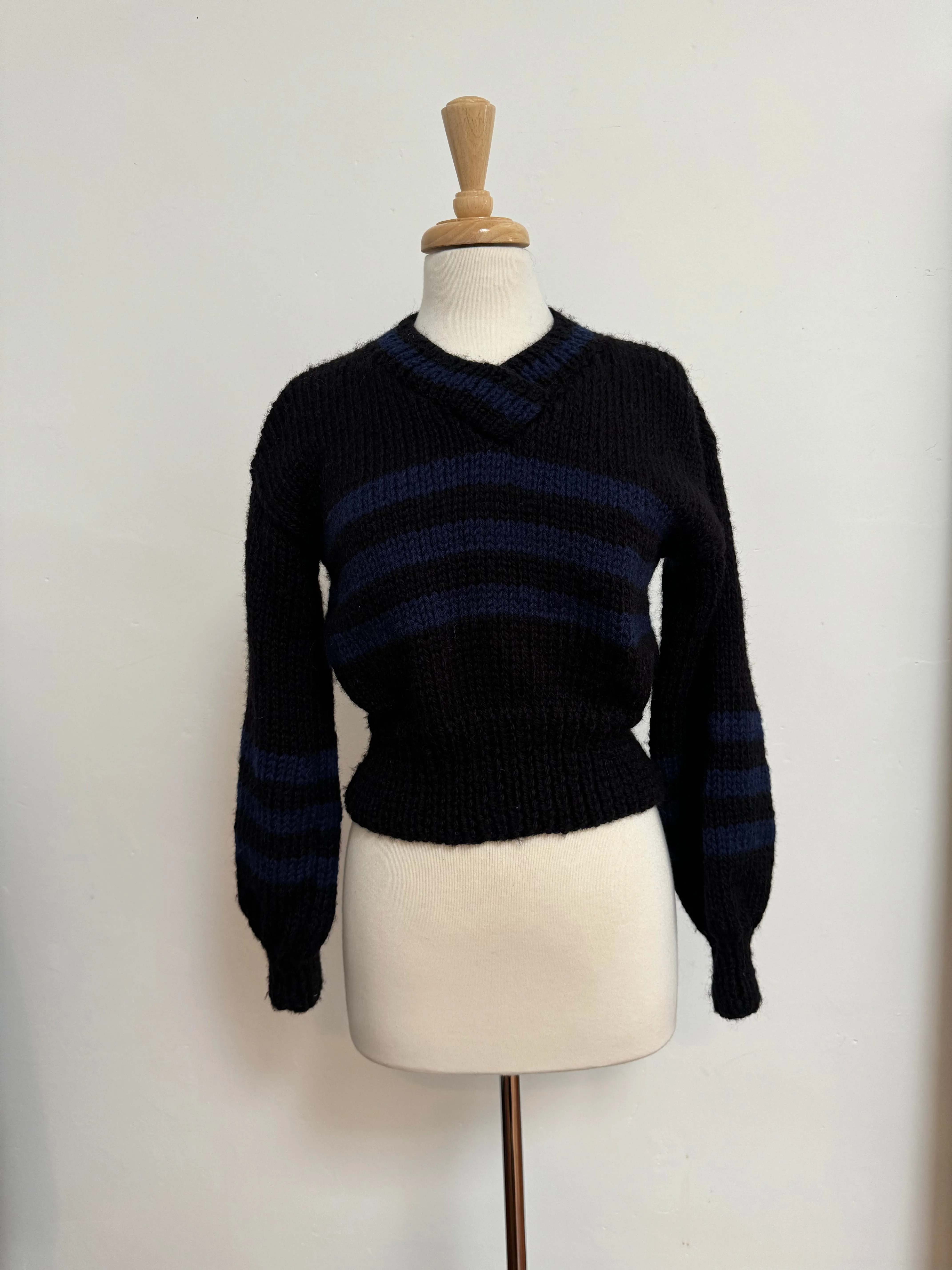 SARAH SWEATER BLACK & NAVY sold by Frisson Knits