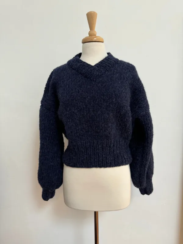 SARAH SWEATER NAVY (NEW YARN) sold by Frisson Knits