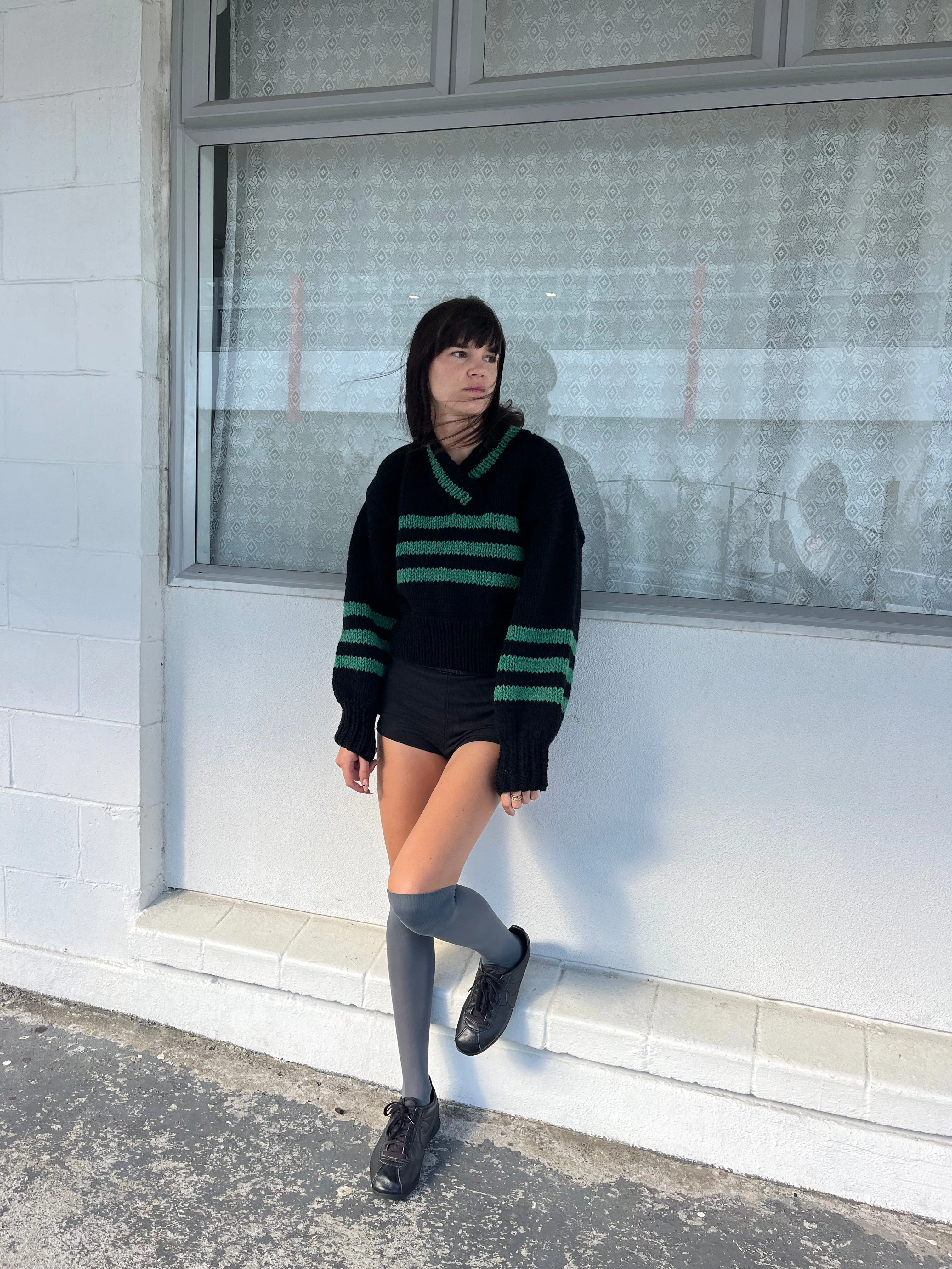 SARAH SWEATER BLACK & GREEN sold by Frisson Knits product image thumbnail 2