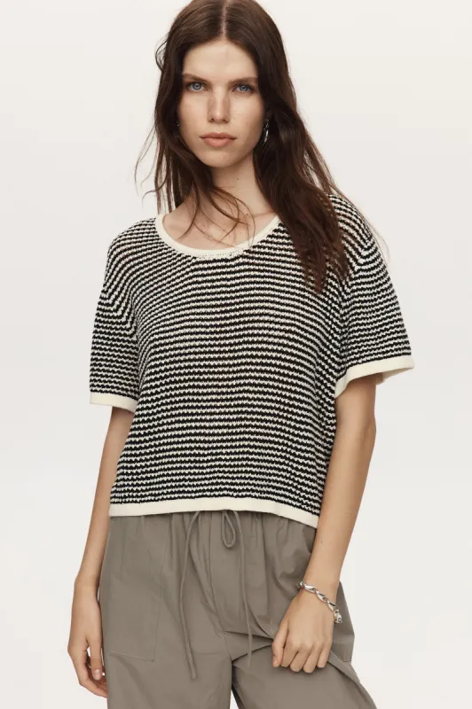 RUMI TOP - BLACK / IVORY sold by Marle