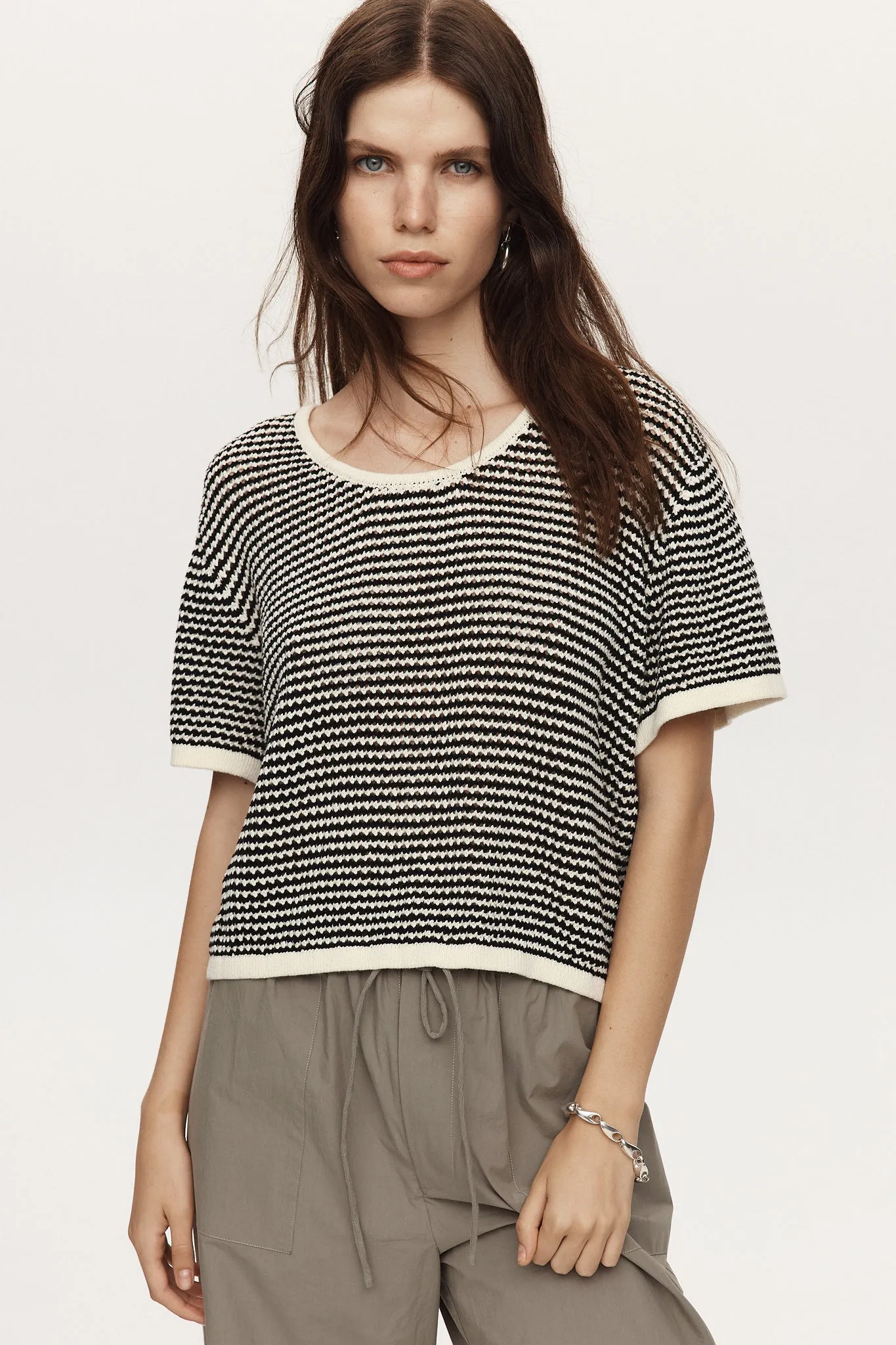 RUMI TOP - BLACK / IVORY sold by Marle