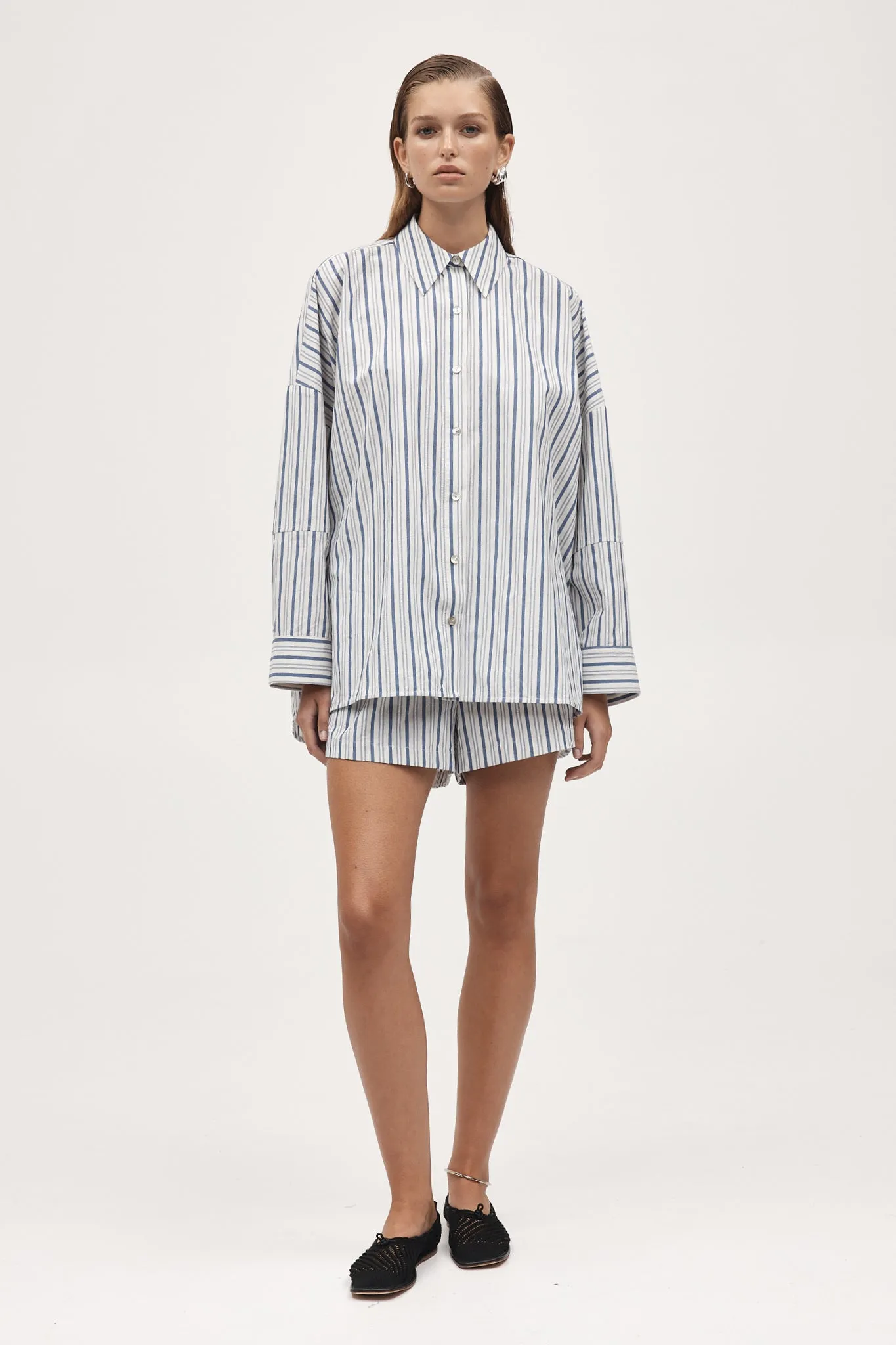 EDIE SHIRT - CERULEAN STRIPE sold by Marle product image thumbnail 2