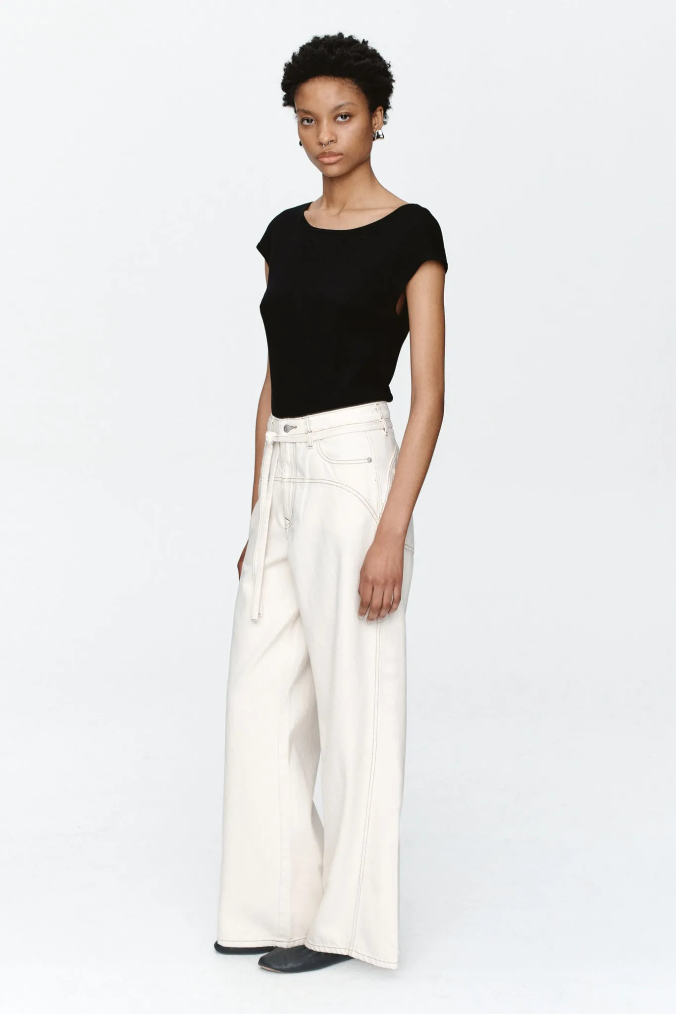 TIE CURVE SEAM JEAN - ECRU sold by Marle product image thumbnail 2