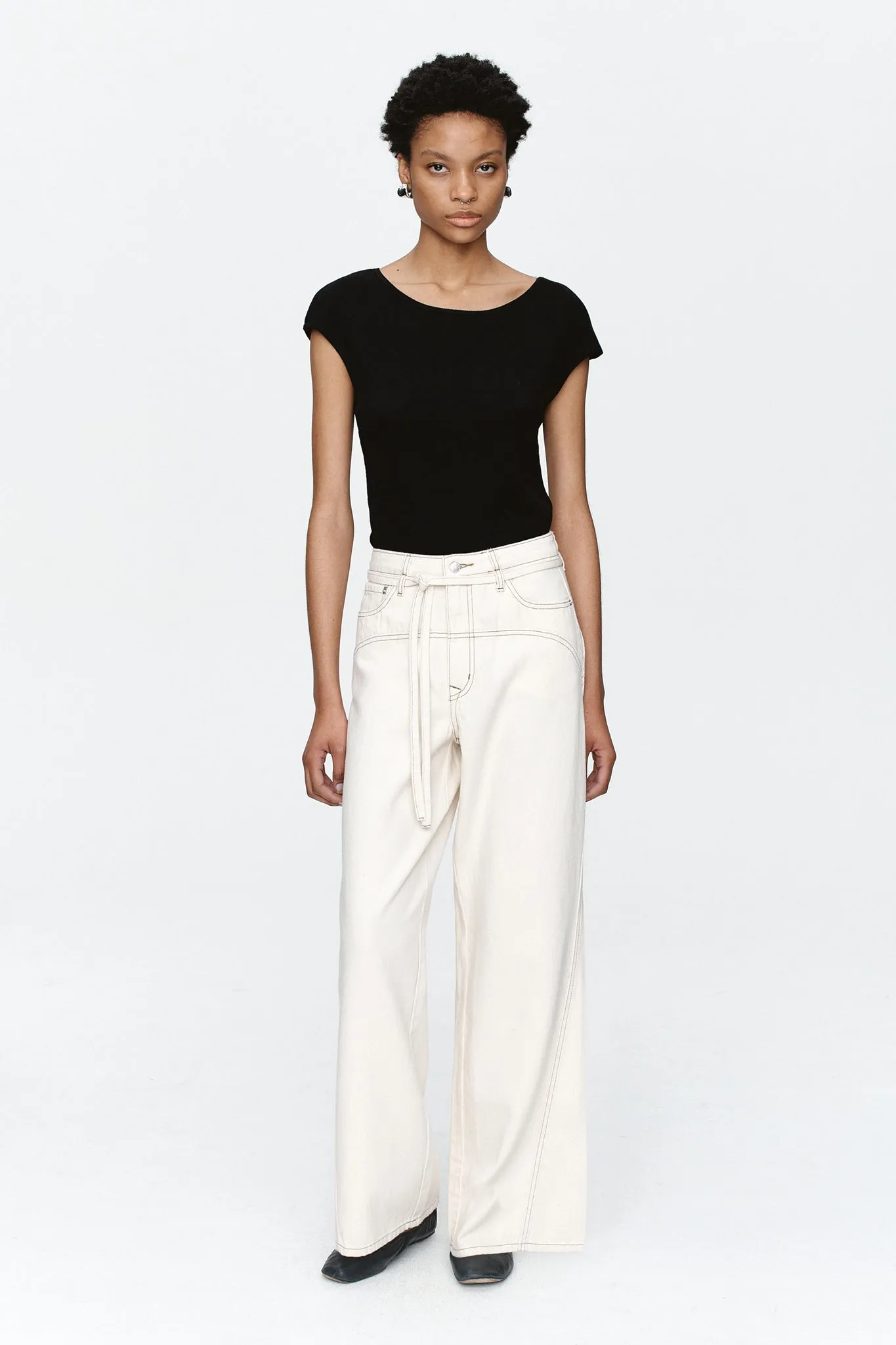 TIE CURVE SEAM JEAN - ECRU sold by Marle product image thumbnail 4