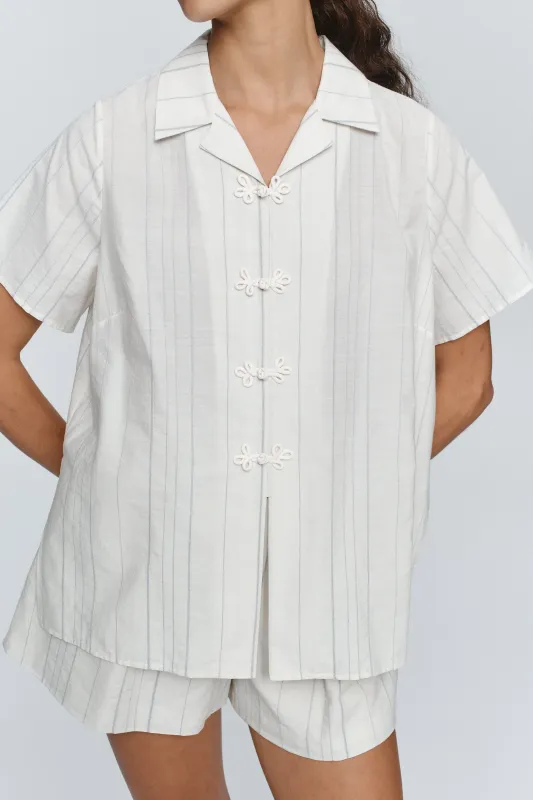 LOU SHIRT - IVORY/BLUE STRIPE sold by Marle