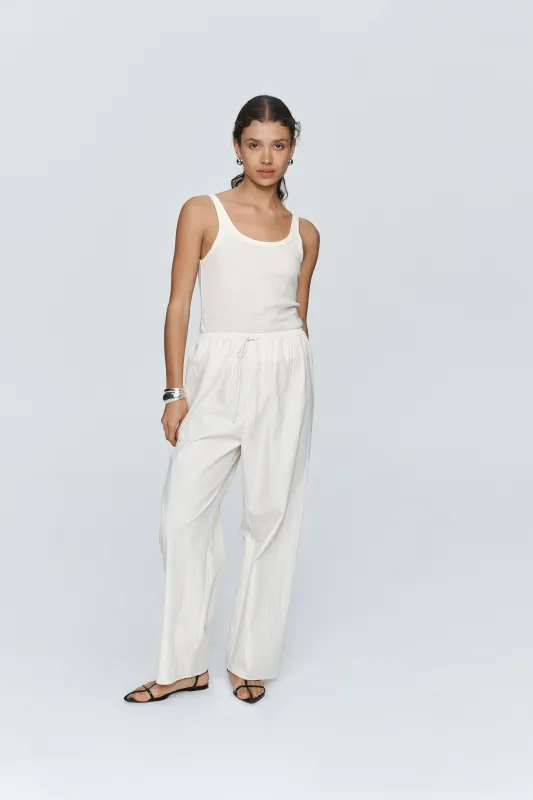 RENEE PANT - SEERSUCKER IVORY sold by Marle