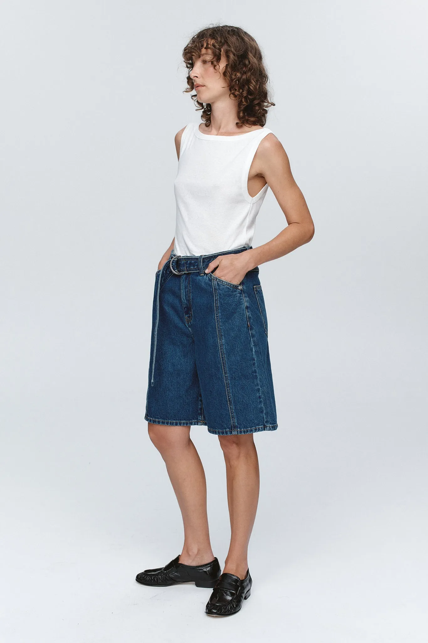 BELTED JEAN SHORT - WASHED INDIGO sold by Marle product image thumbnail 3