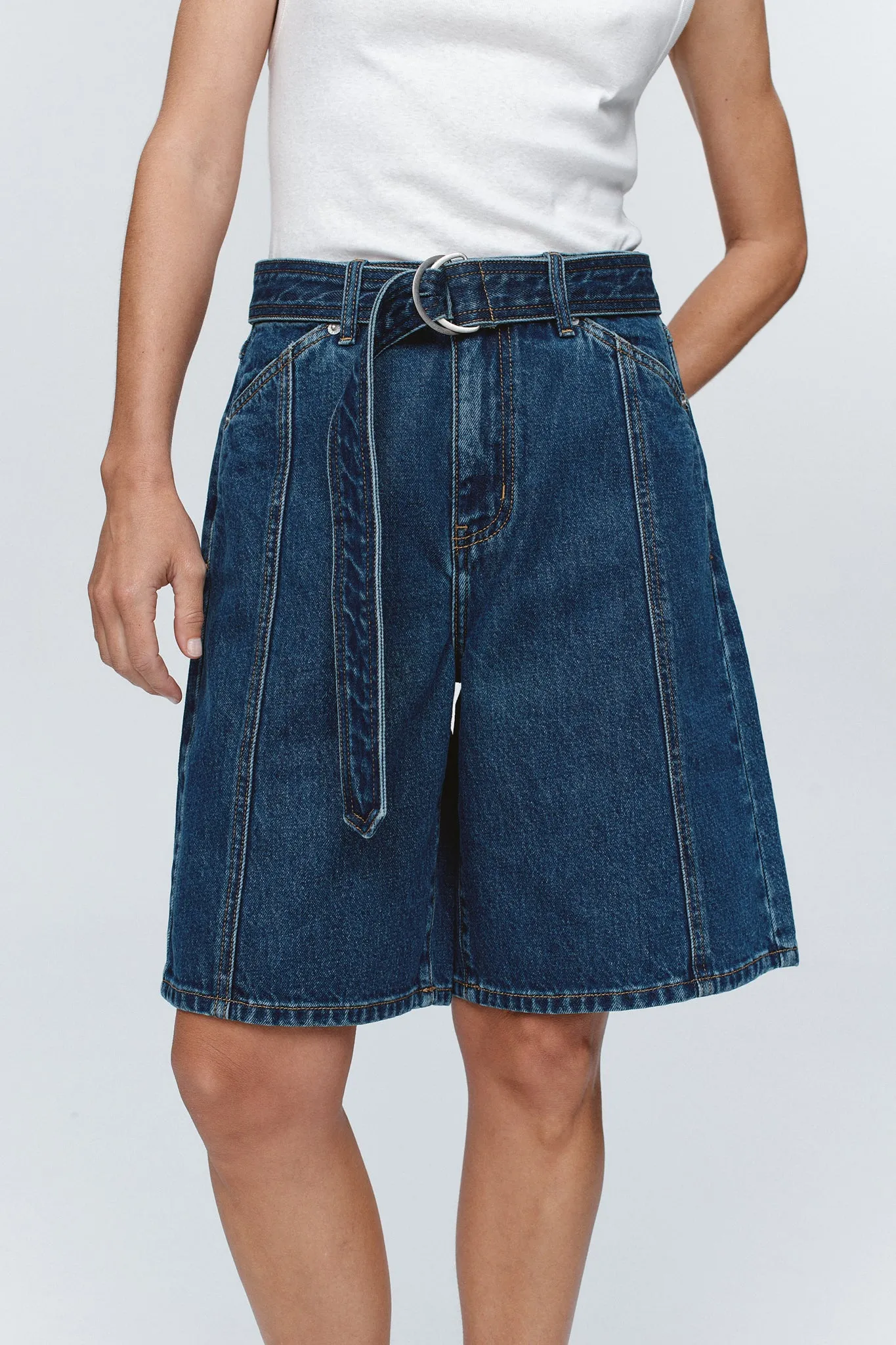 BELTED JEAN SHORT - WASHED INDIGO sold by Marle product image thumbnail 2