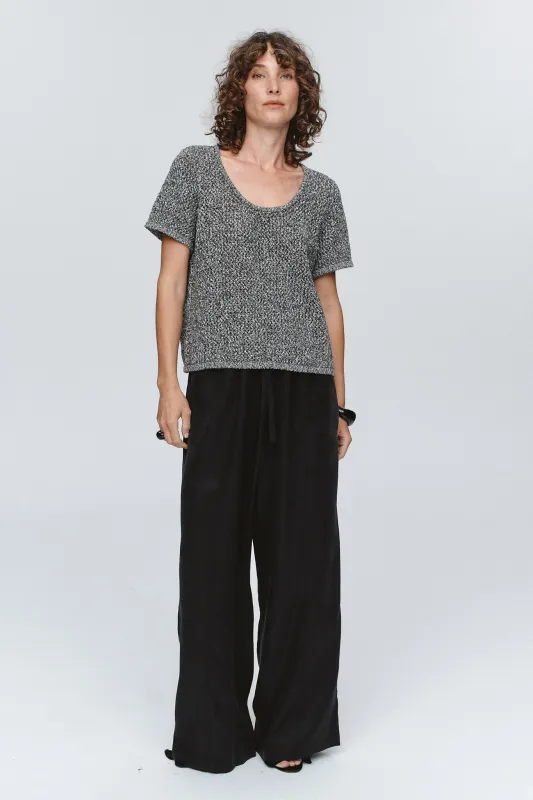 RUMI TOP - BLACK / IVORY MELANGE sold by Marle