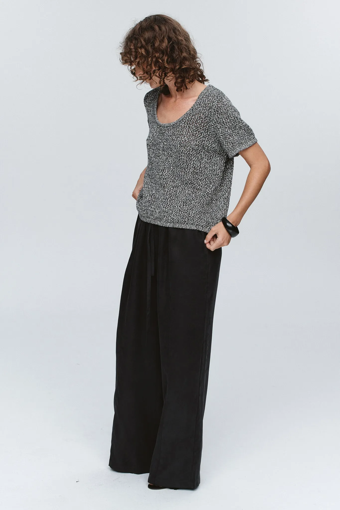 RUMI TOP - BLACK / IVORY MELANGE sold by Marle product image thumbnail 3