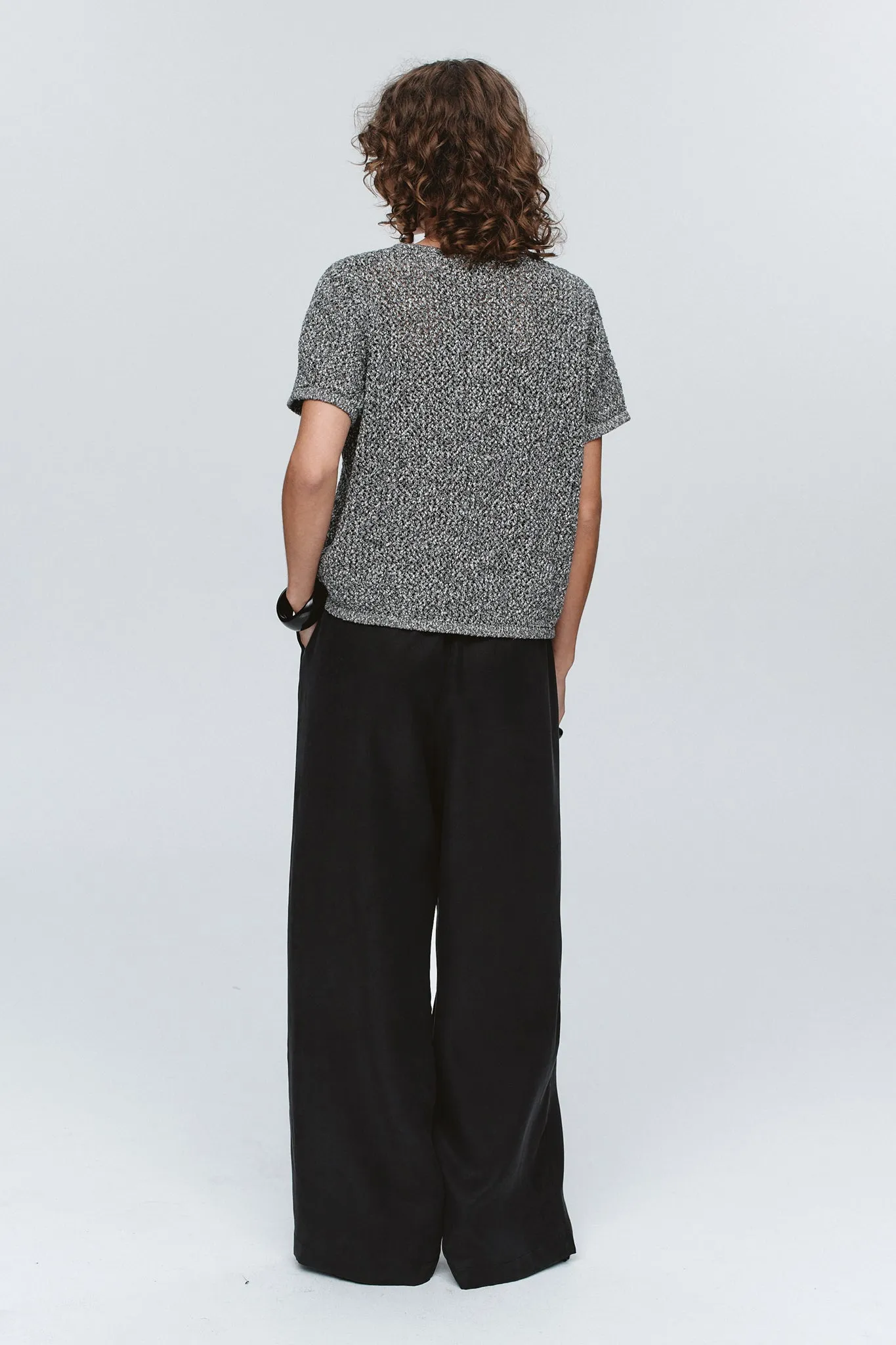 RUMI TOP - BLACK / IVORY MELANGE sold by Marle product image thumbnail 4