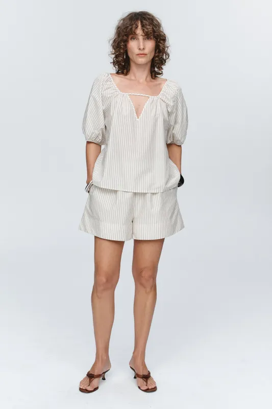 KENDRA TOP - GREY STRIPE sold by Marle