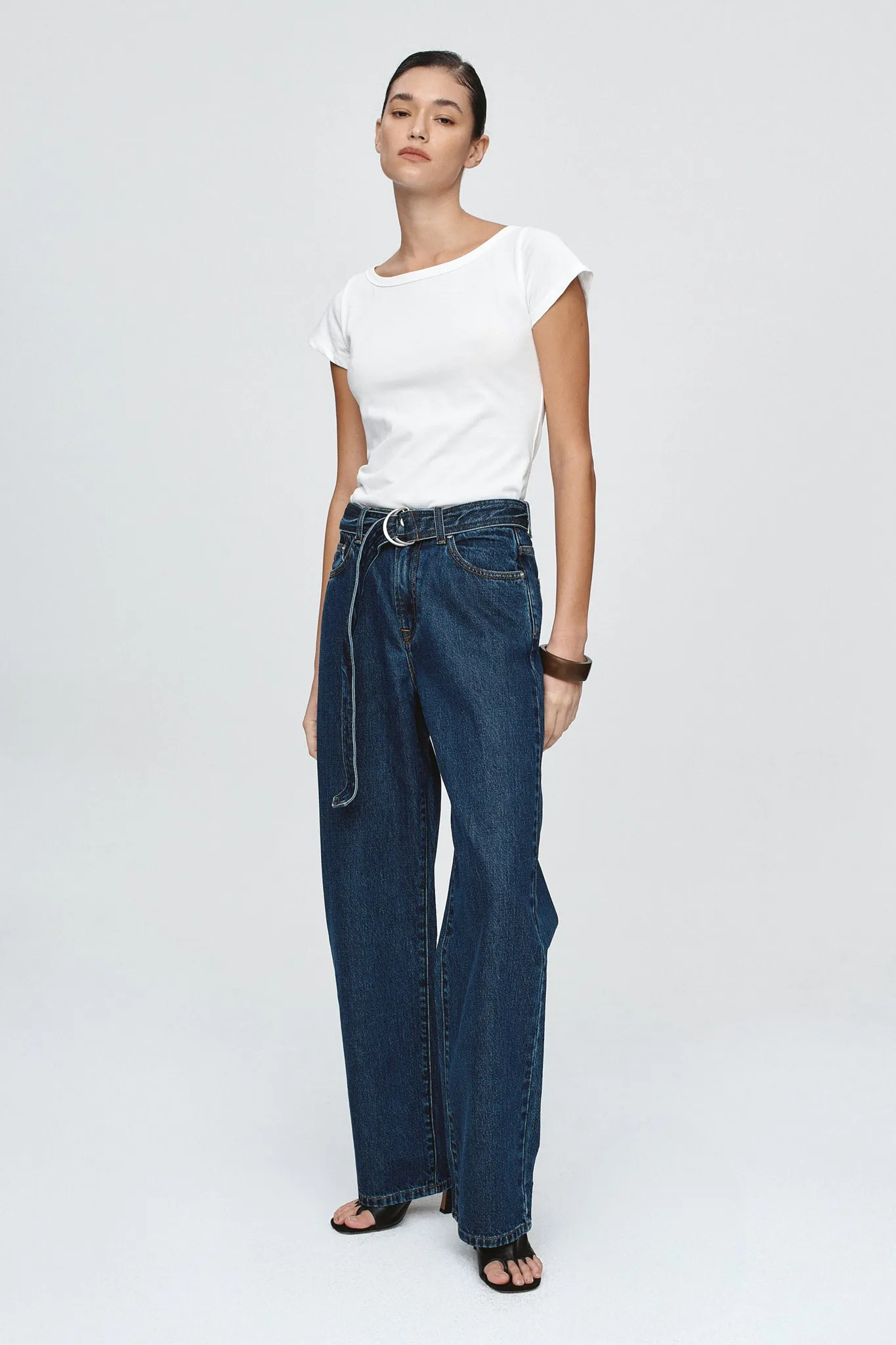 BELTED WIDE LEG JEAN - CLASSIC BLUE sold by Marle product image thumbnail 4