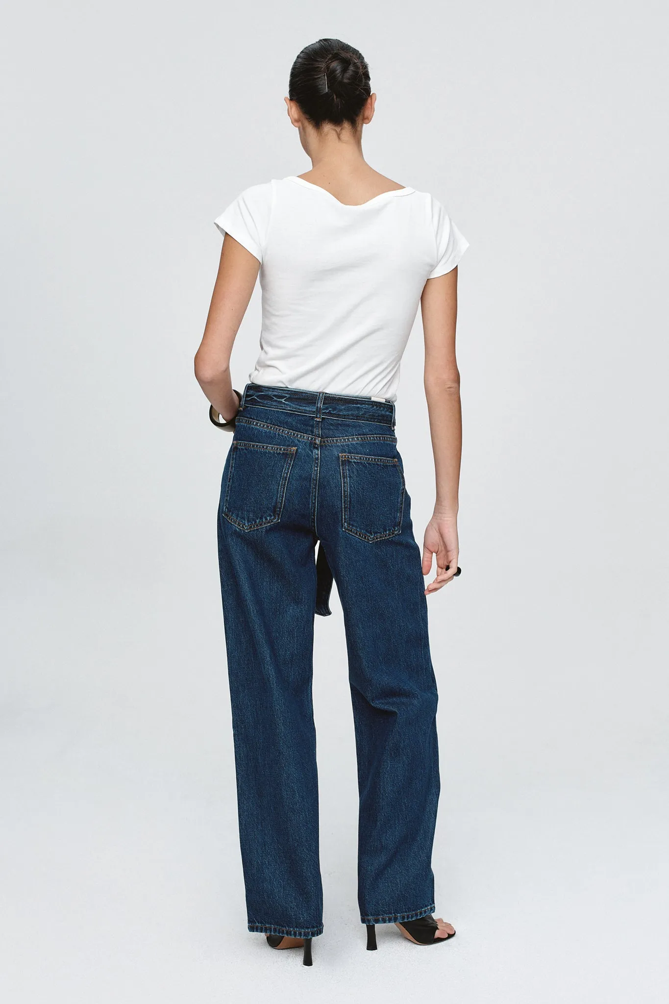 BELTED WIDE LEG JEAN - CLASSIC BLUE sold by Marle product image thumbnail 5