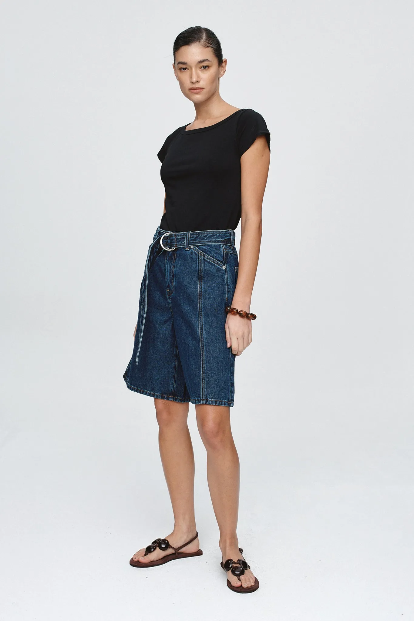 BELTED JEAN SHORT - CLASSIC BLUE sold by Marle product image thumbnail 3