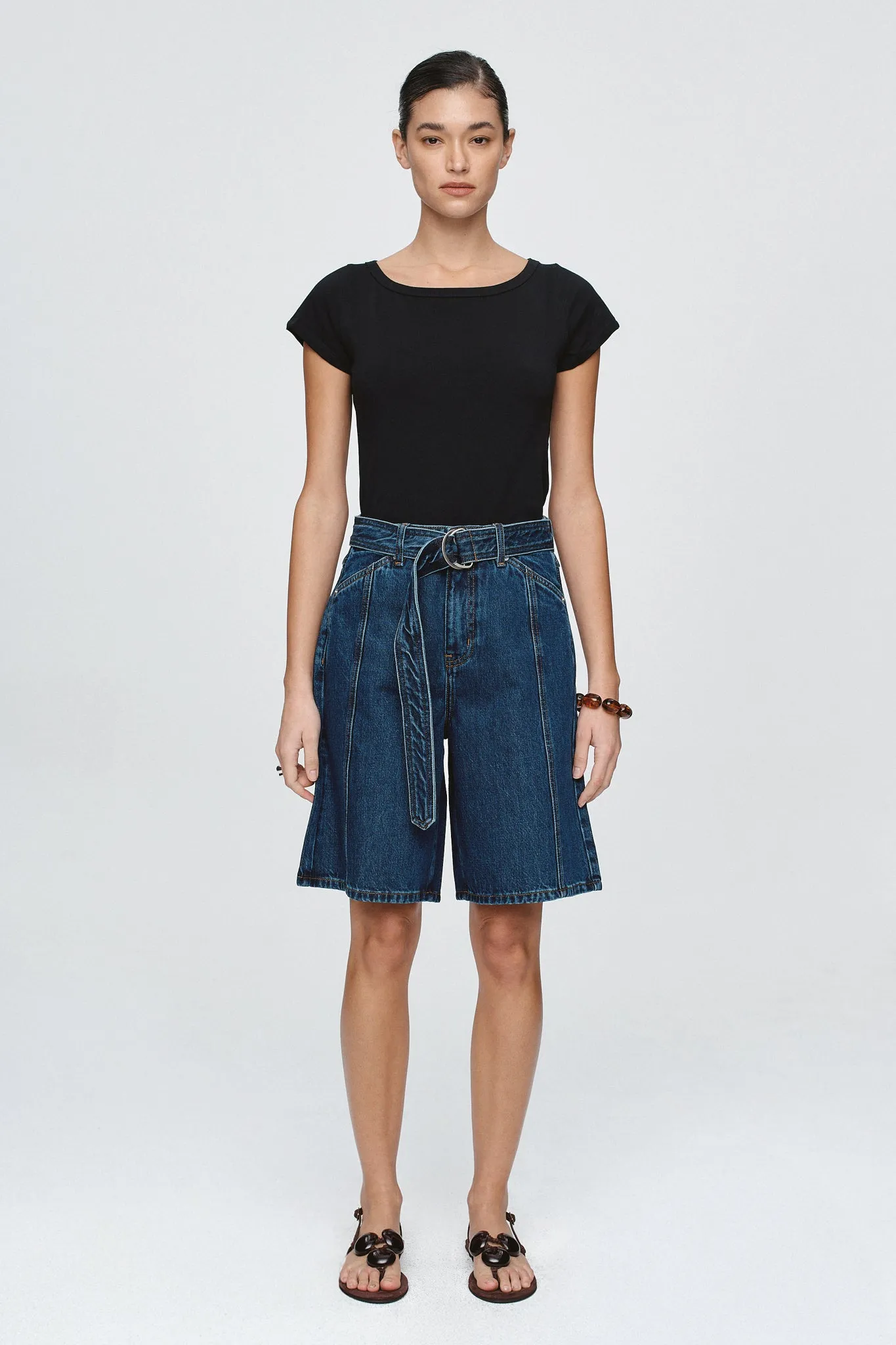 BELTED JEAN SHORT - CLASSIC BLUE sold by Marle