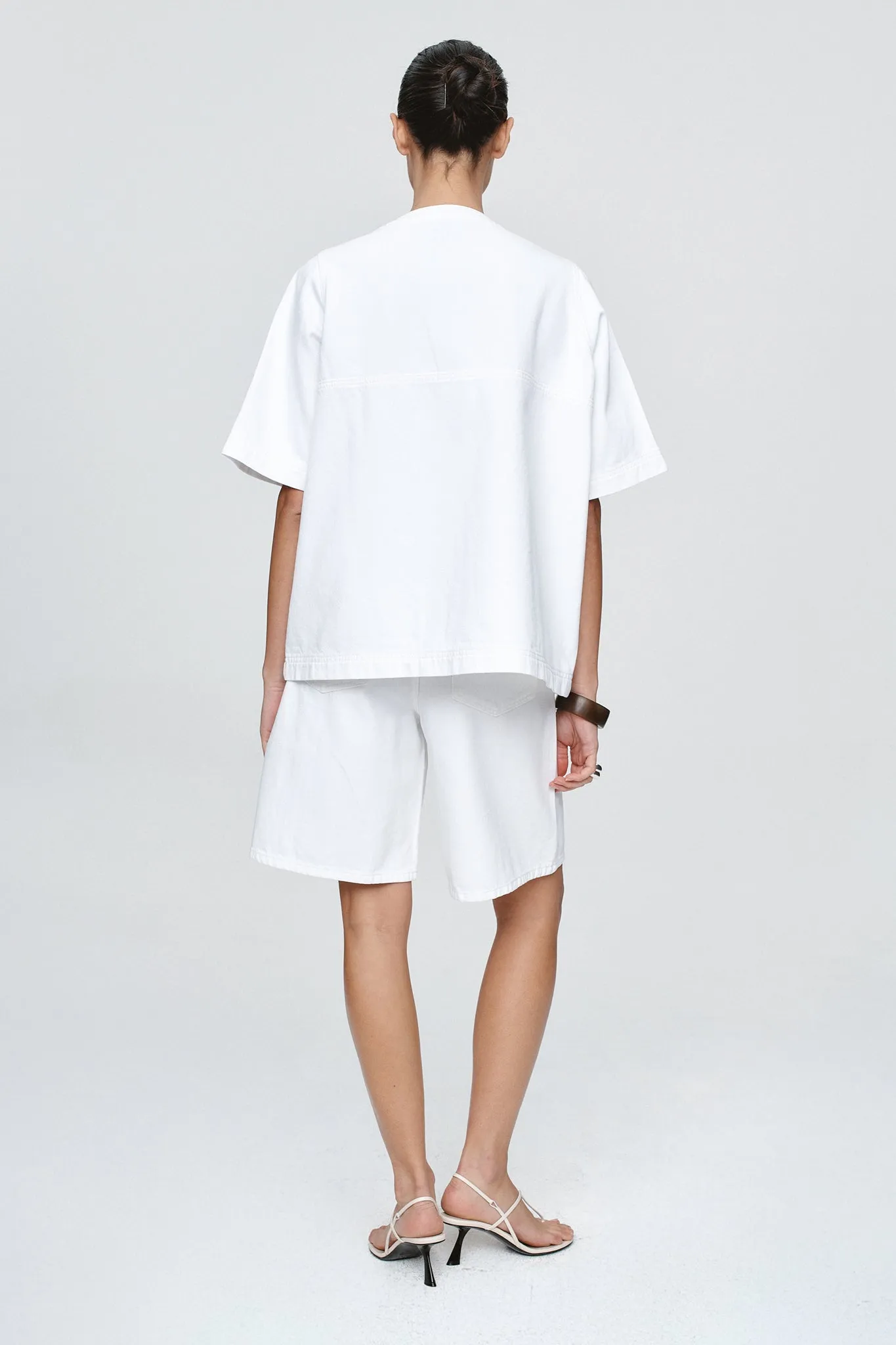 SHORT SLEEVE SEAM SHIRT - BLANC sold by Marle product image thumbnail 4
