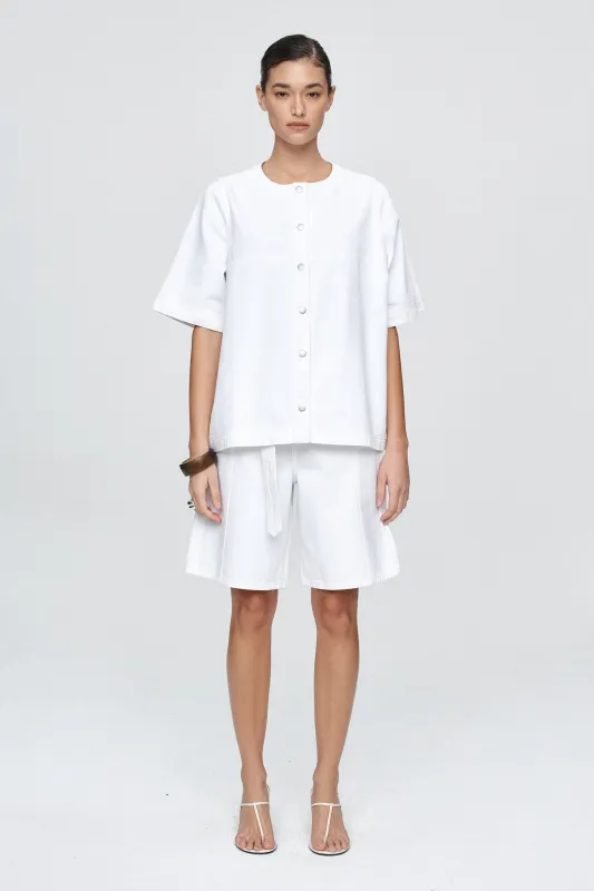 SHORT SLEEVE SEAM SHIRT - BLANC sold by Marle