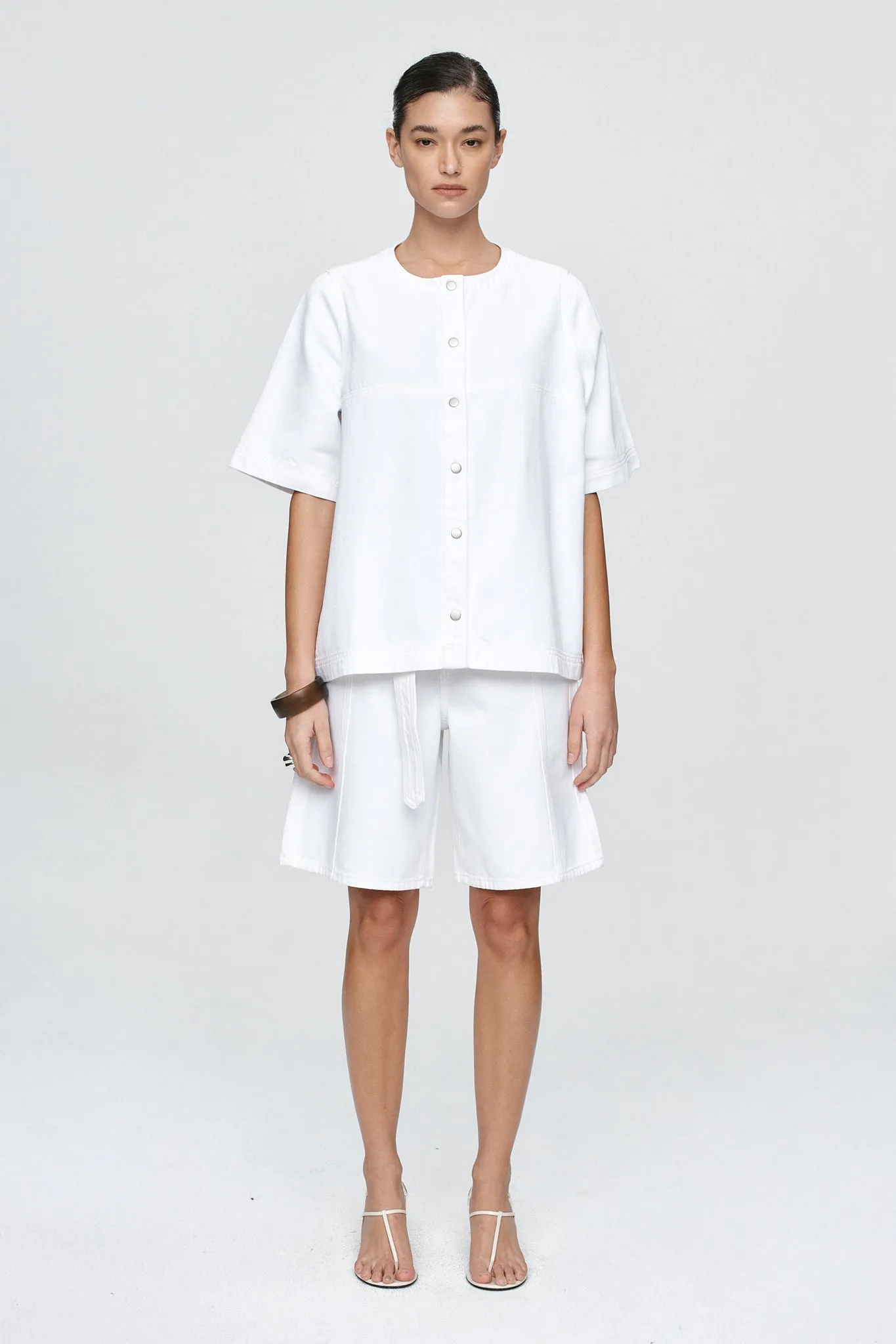 SHORT SLEEVE SEAM SHIRT - BLANC sold by Marle