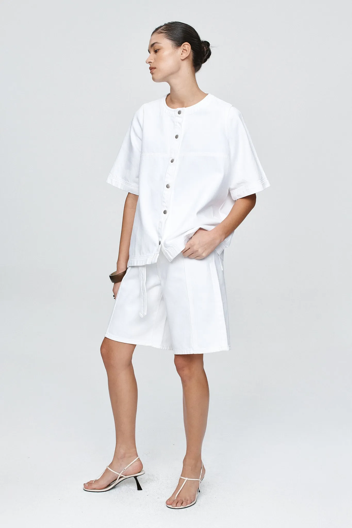 SHORT SLEEVE SEAM SHIRT - BLANC sold by Marle product image thumbnail 3